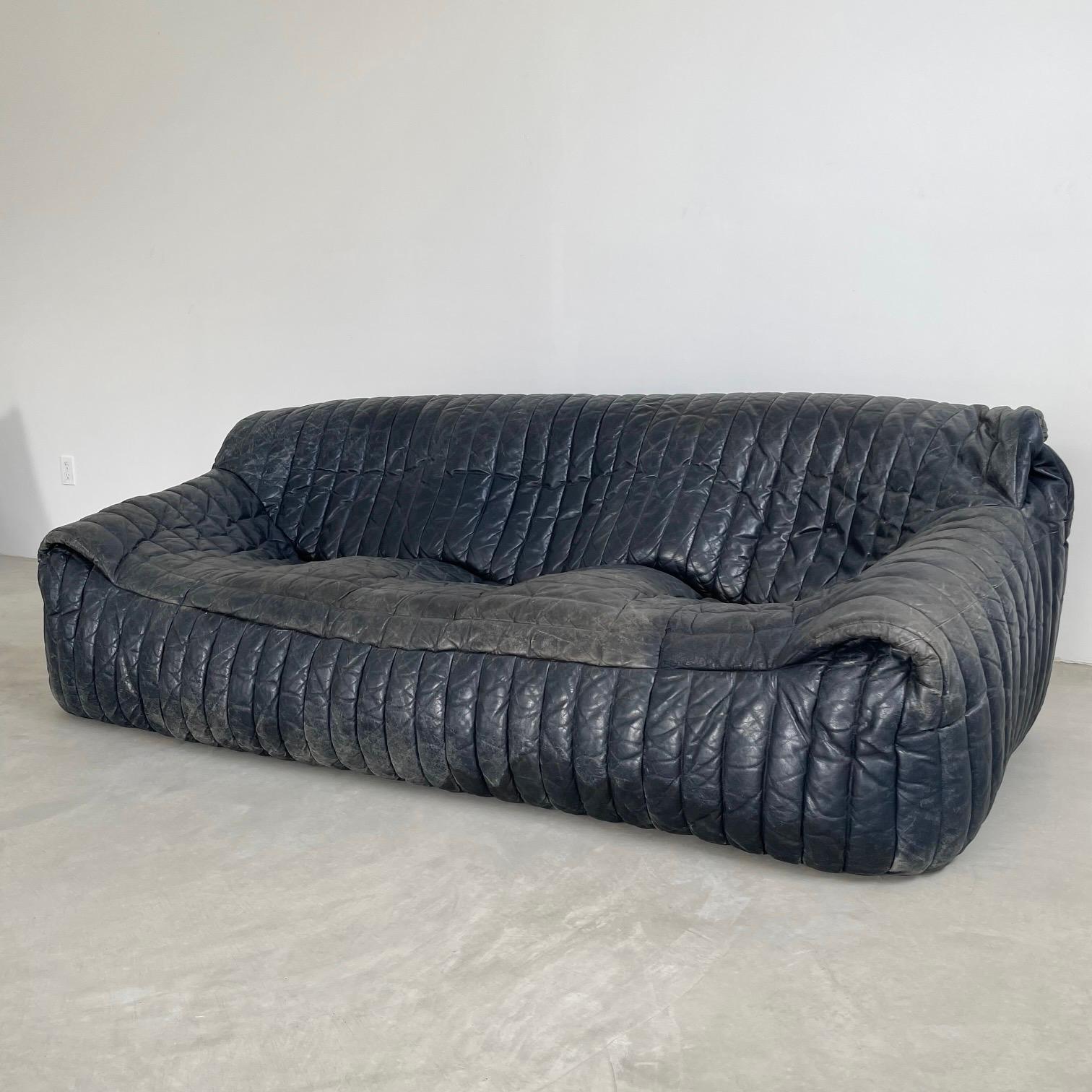 French Ligne Roset Leather Sofa by Annie Hieronimus, 1980s France
