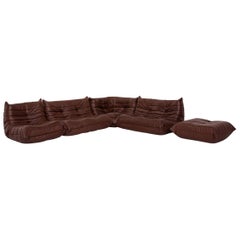 Ligne Roset Leather Sofa Set Brown Dark Brown 1 Corner Sofa 1 Stool Modular