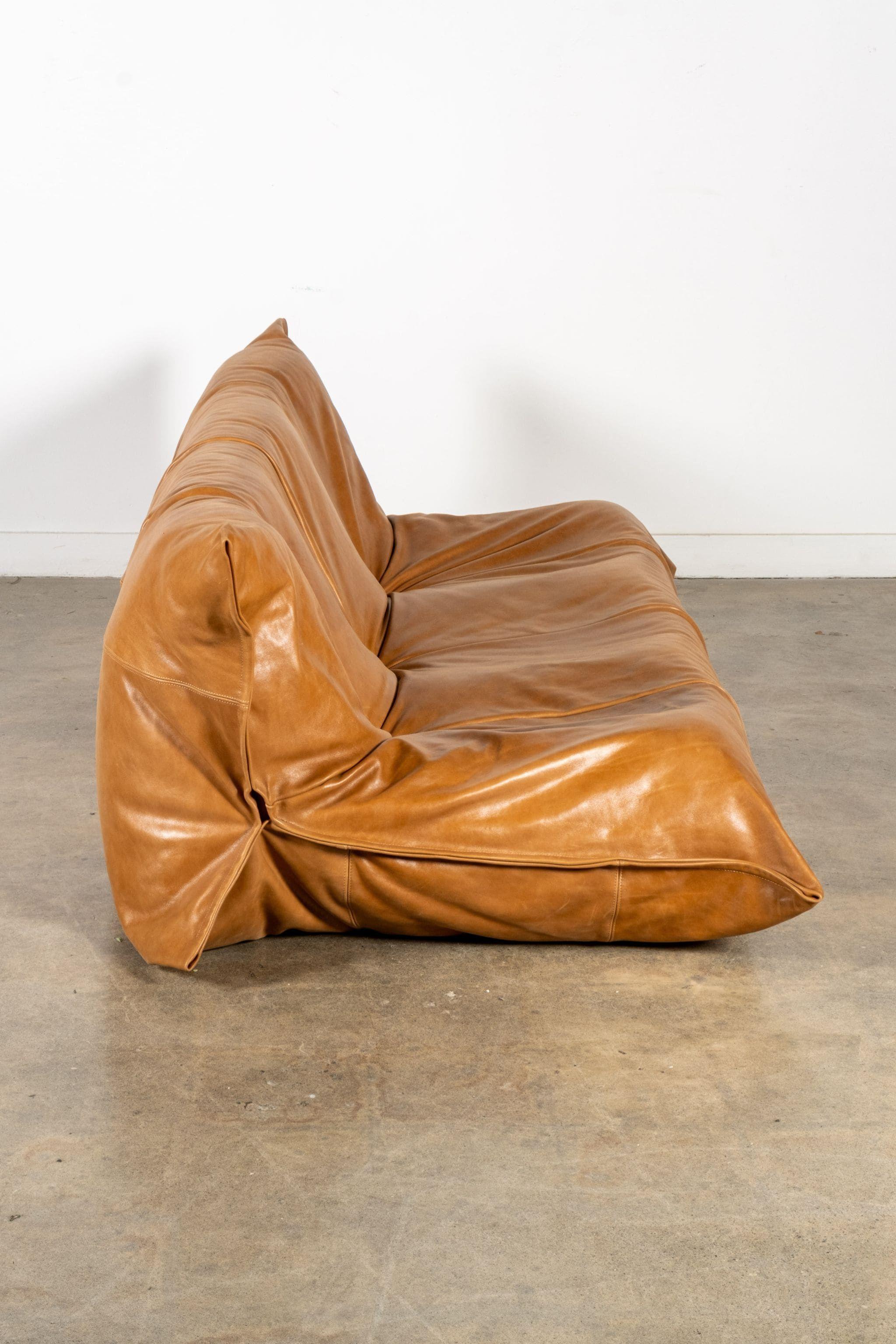 Français Canapé Yoko 3 places Ligne Roset en cuir de Michel Ducaroy
