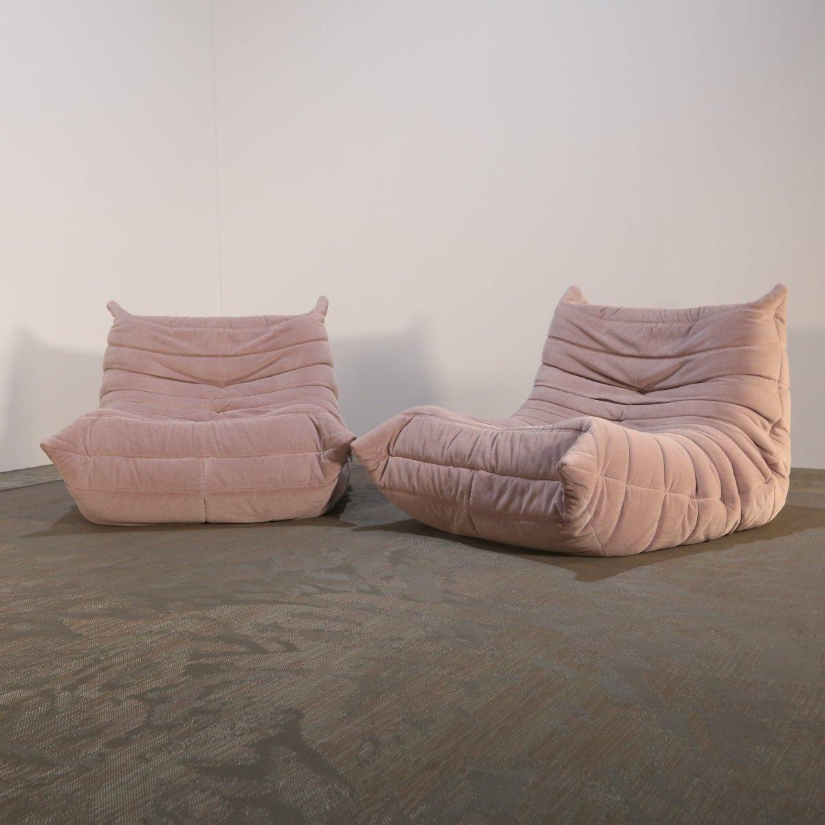Fauteuil Togo Ligne Roset rose clair Bon état - En vente à Basildon, London