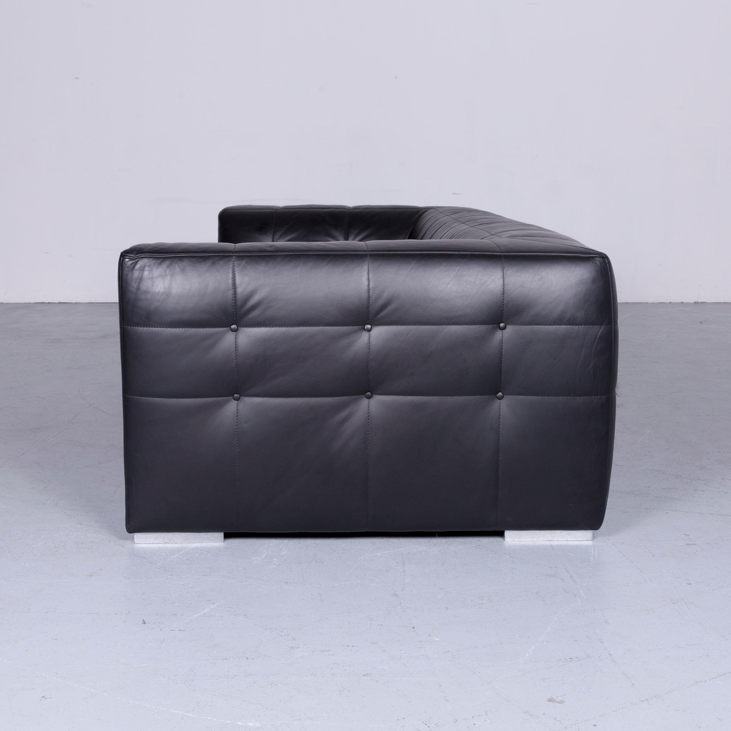 Ligne Roset Malhoun Designer Leather Sofa Black Three-Seat Couch 2