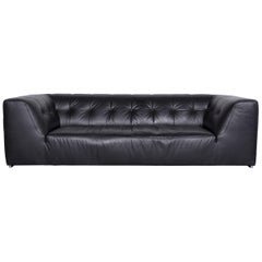Ligne Roset Malhoun Designer Leather Sofa Black Three-Seat Couch