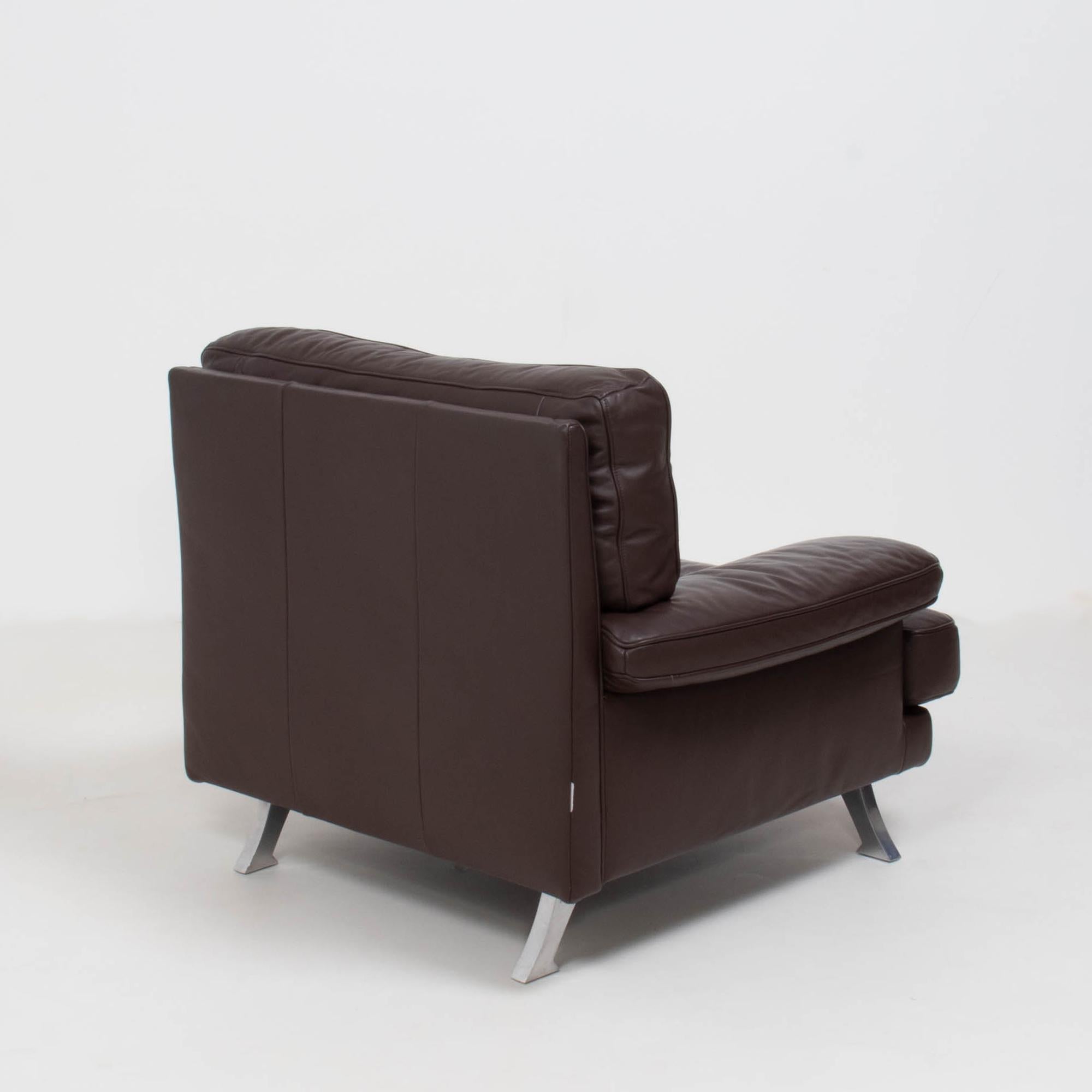 Contemporary Ligne Roset Melodie Brown Leather Armchair