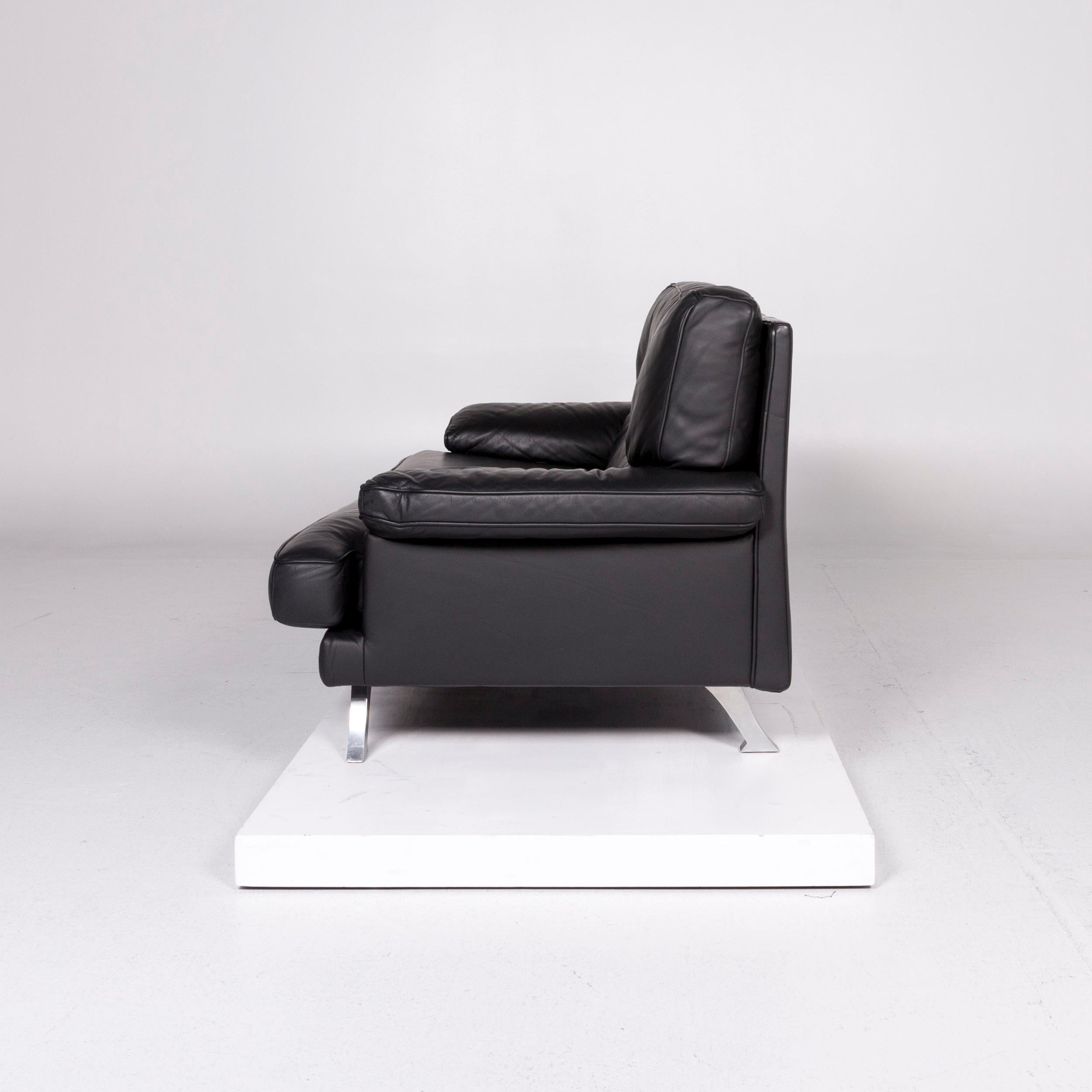 Ligne Roset Melody Leather Sofa Black Two-Seat Couch 1