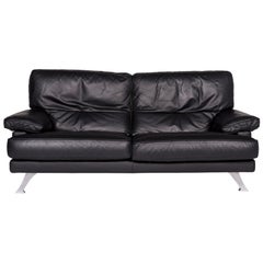 Ligne Roset Melody Leather Sofa Black Two-Seat Couch