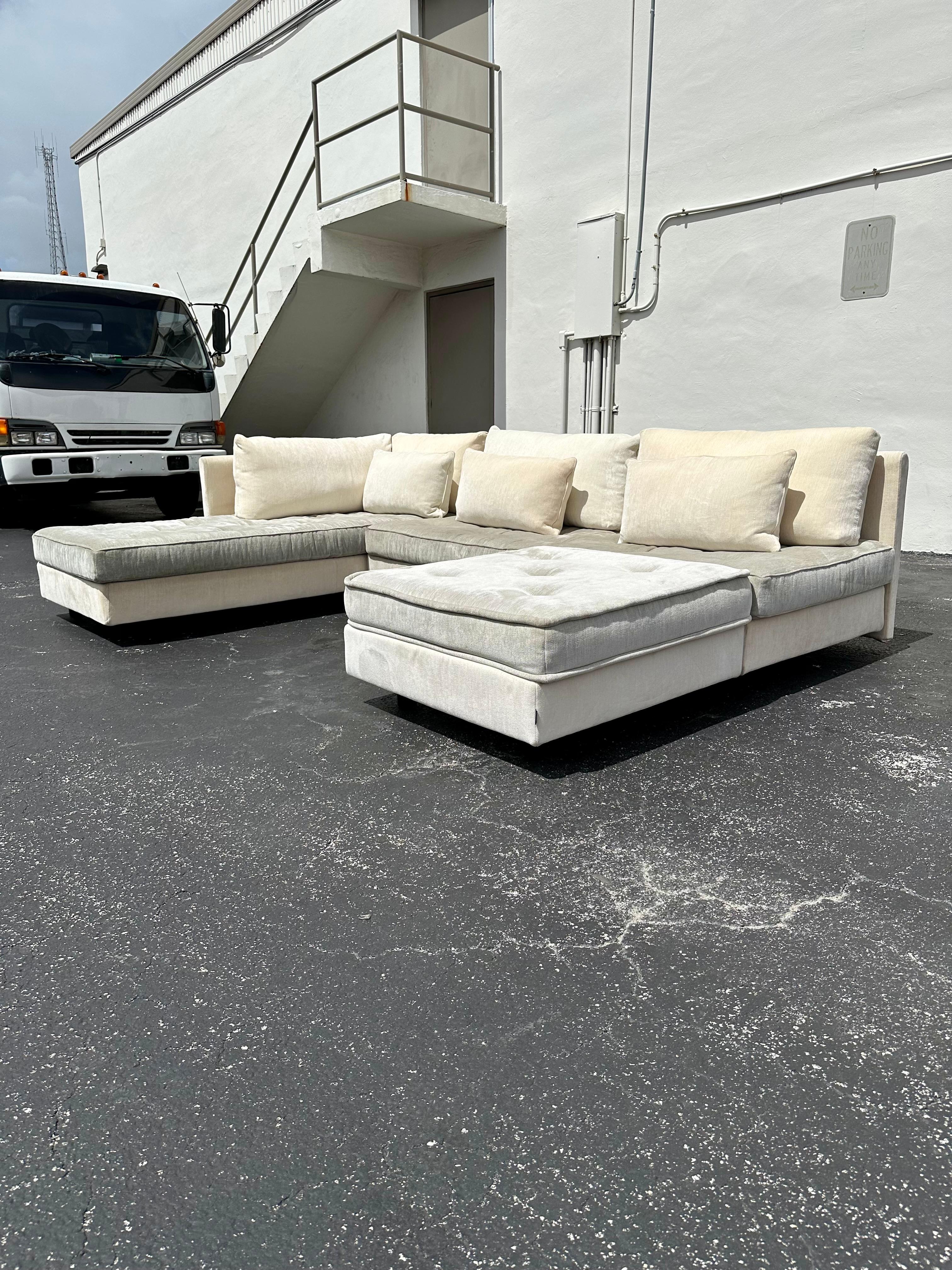 Ligne Roset Modular Seccional Convertible Abajo Gris Beige Posmoderno en venta