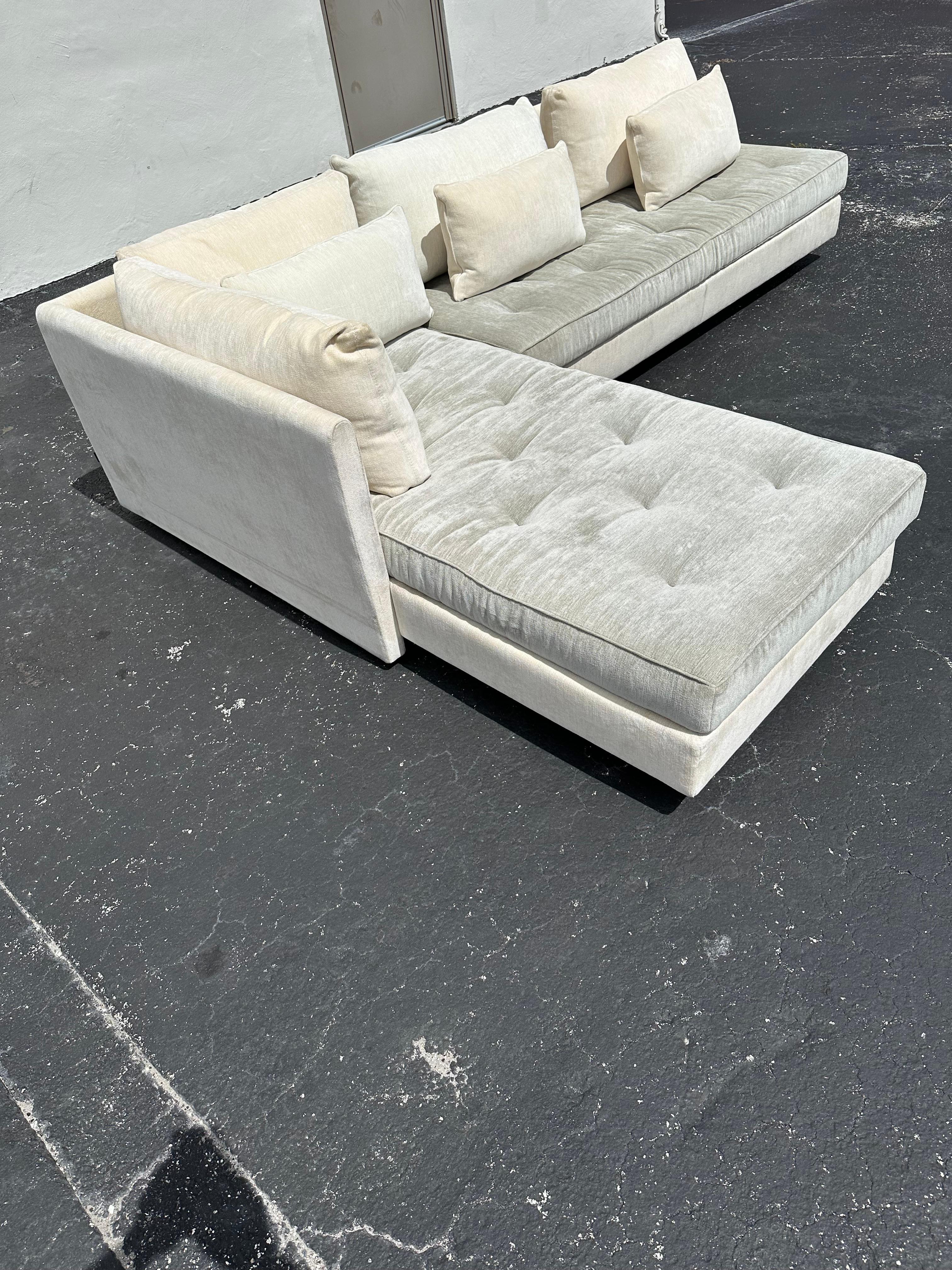 Ligne Roset Modular Seccional Convertible Abajo Gris Beige Tapicería en venta