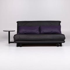 ligne roset Multy Fabric Sofa Bed Black Purple Two Seater Function Sleep