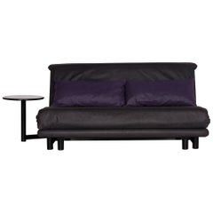 ligne roset Multy Fabric Sofa Bed Black Purple Two Seater Function Sleep