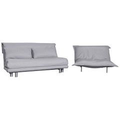 Ligne Roset Multy Fabric Sofa-Bed Chair Set Grey Two-Seat Couch Sleep Function