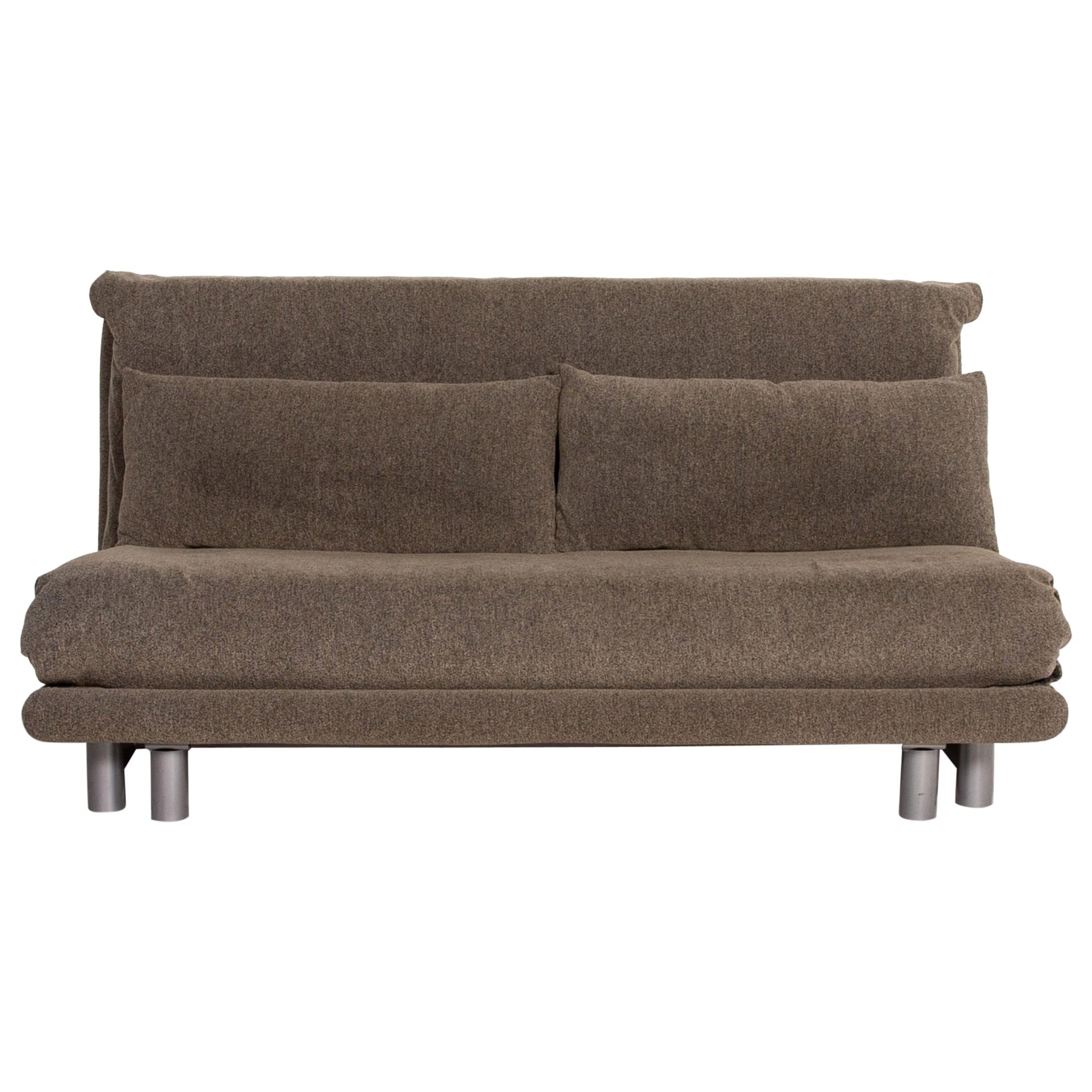 Ligne Roset Multy Fabric Sofa Bed Gray Gray Green Three-Seat Sofa Function For Sale