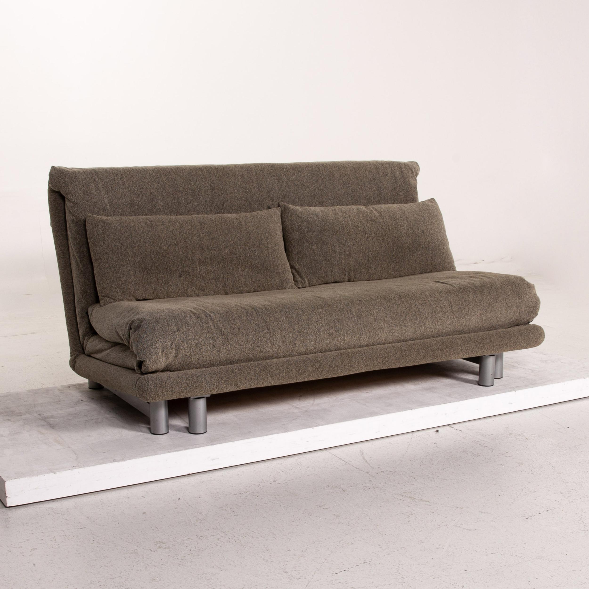 Ligne Roset Multy Fabric Sofa Bed Gray Gray Green Three-Seat Sofa Function For Sale 2