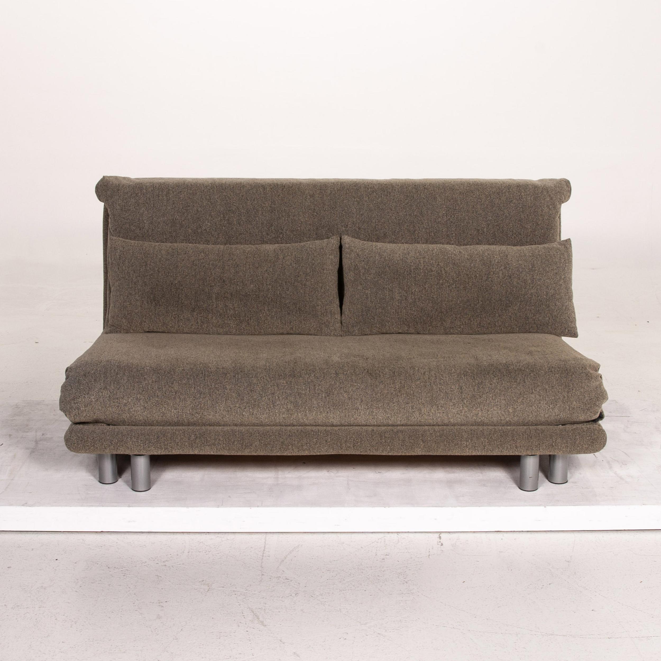 Ligne Roset Multy Fabric Sofa Bed Gray Gray Green Three-Seat Sofa Function For Sale 3