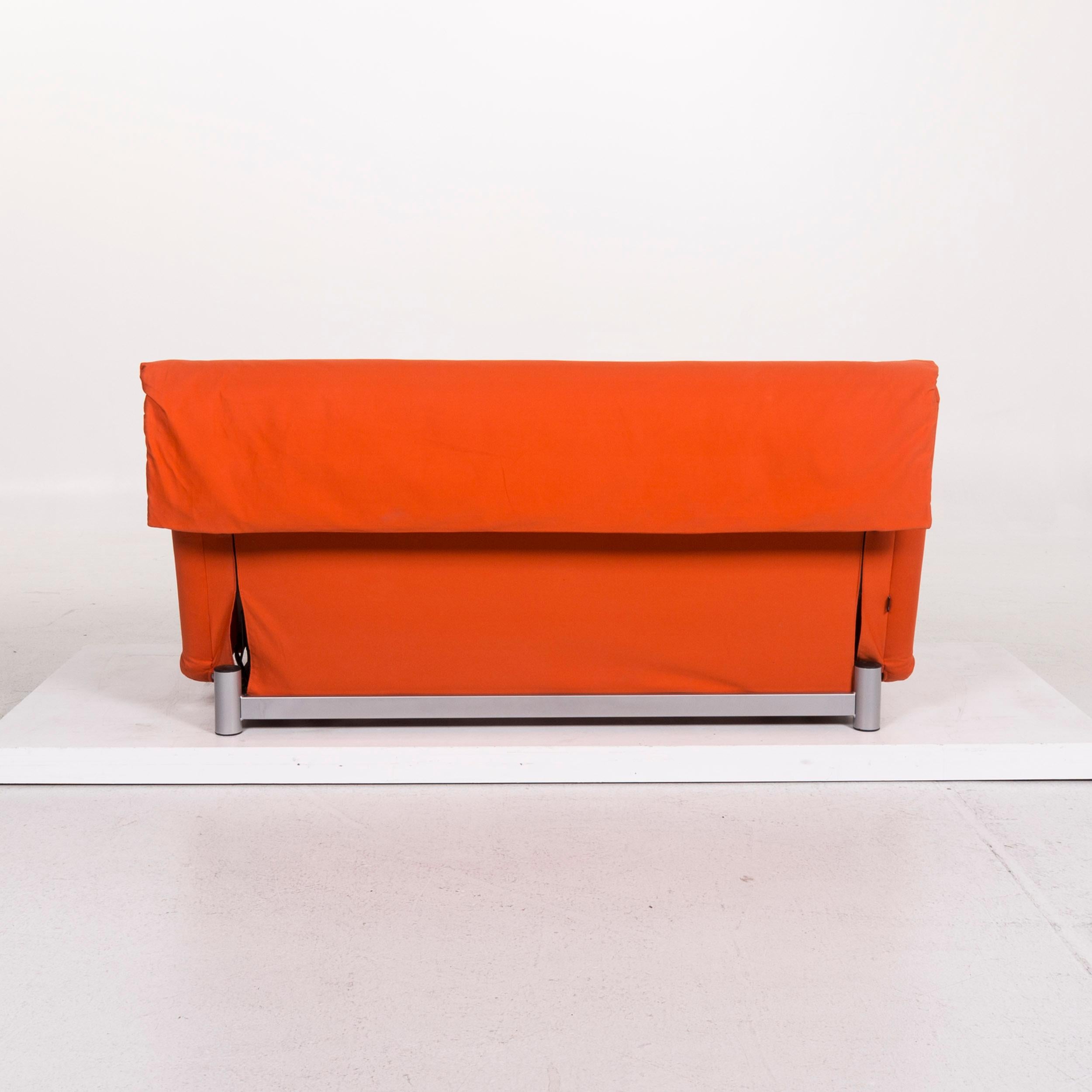 Ligne Roset Multy Fabric Sofa Bed Orange Sofa Two-Seat Sleep Function 1