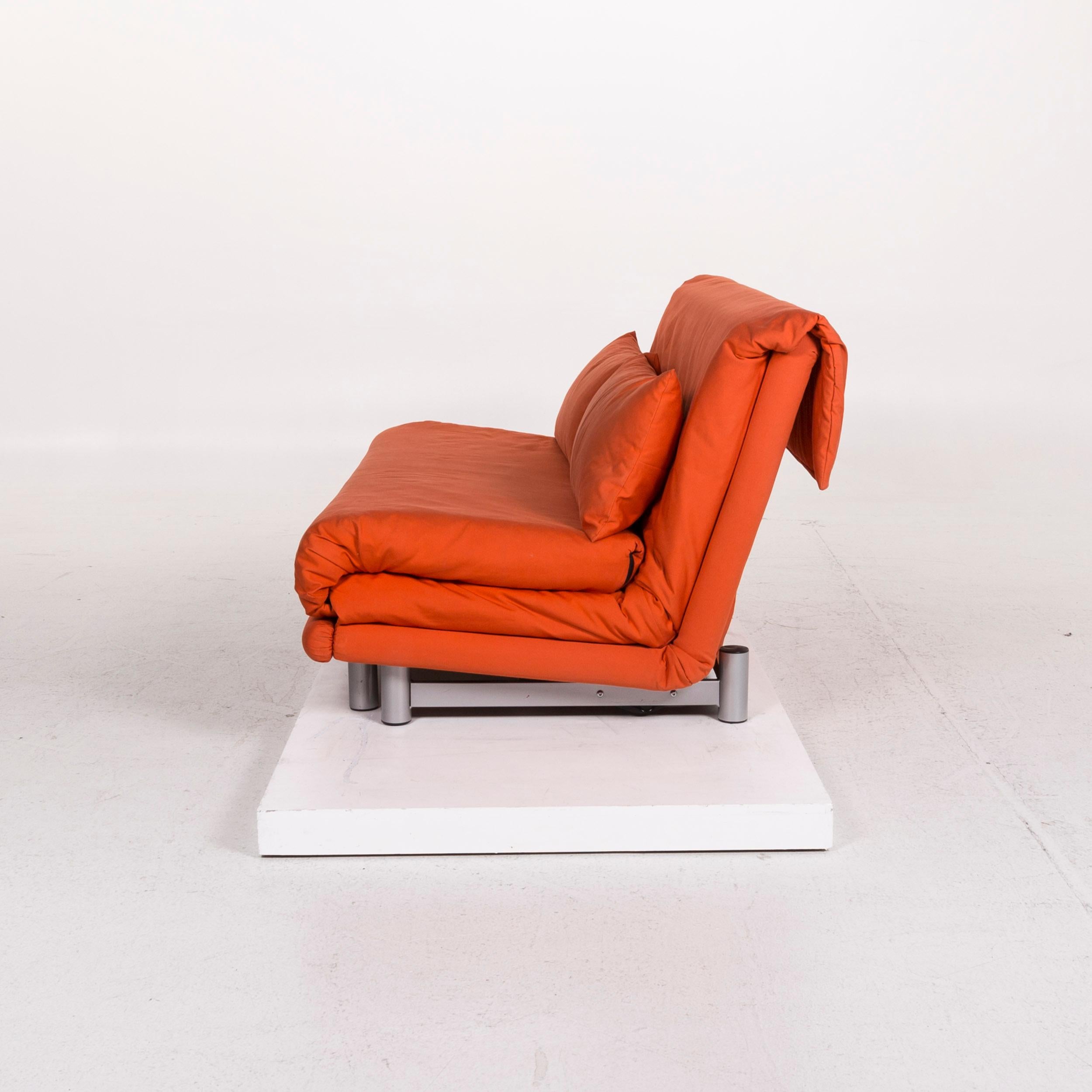 Ligne Roset Multy Fabric Sofa Bed Orange Sofa Two-Seat Sleep Function 2