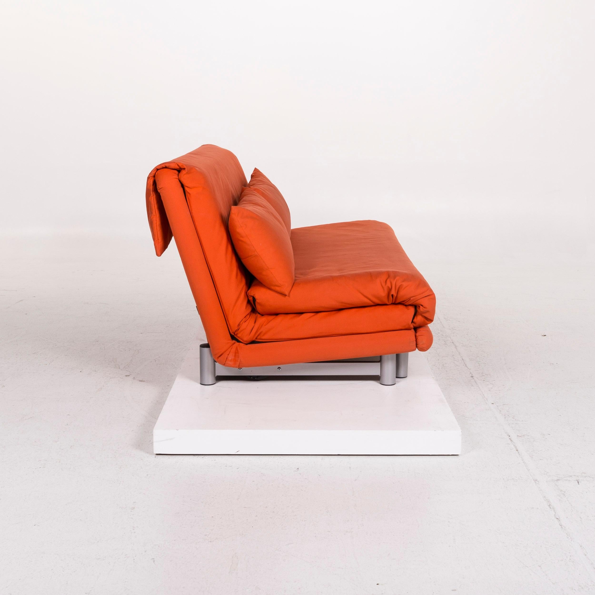 Contemporary Ligne Roset Multy Fabric Sofa Bed Orange Sofa Two-Seat Sleep Function