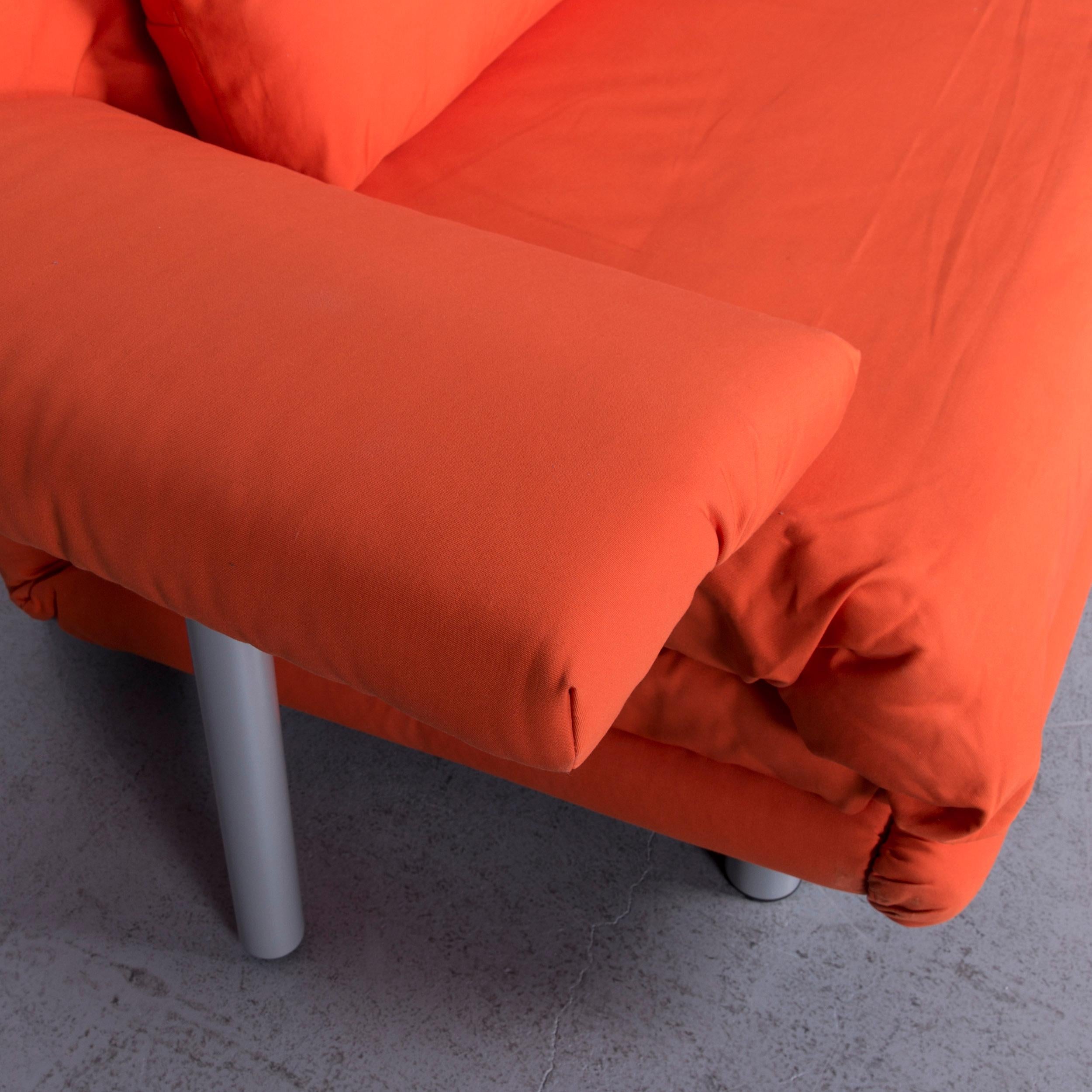 Ligne Roset Multy Fabric Sofa-Bed Orange Two-Seat Couch Sleep Function 2