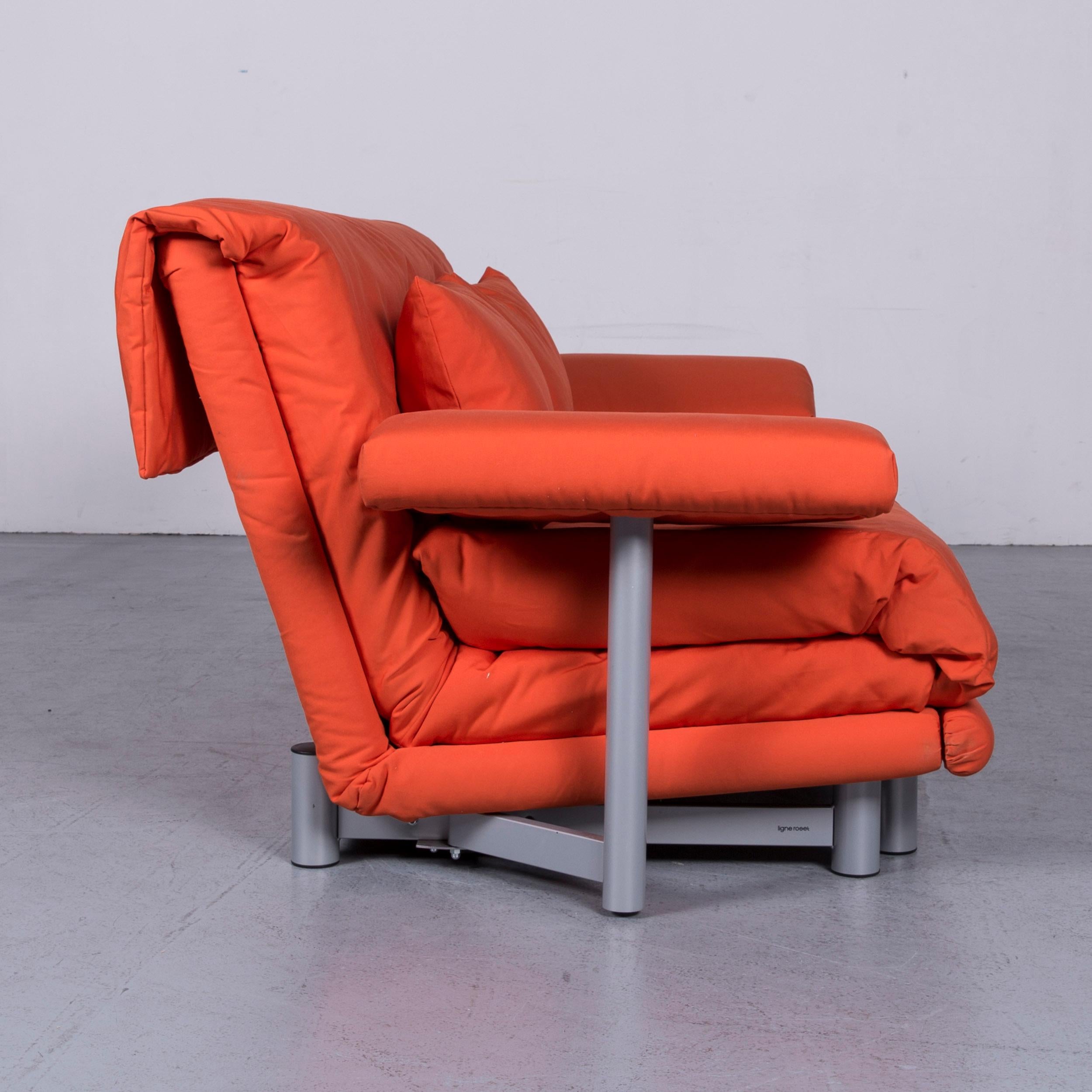Ligne Roset Multy Fabric Sofa-Bed Orange Two-Seat Couch Sleep Function 5