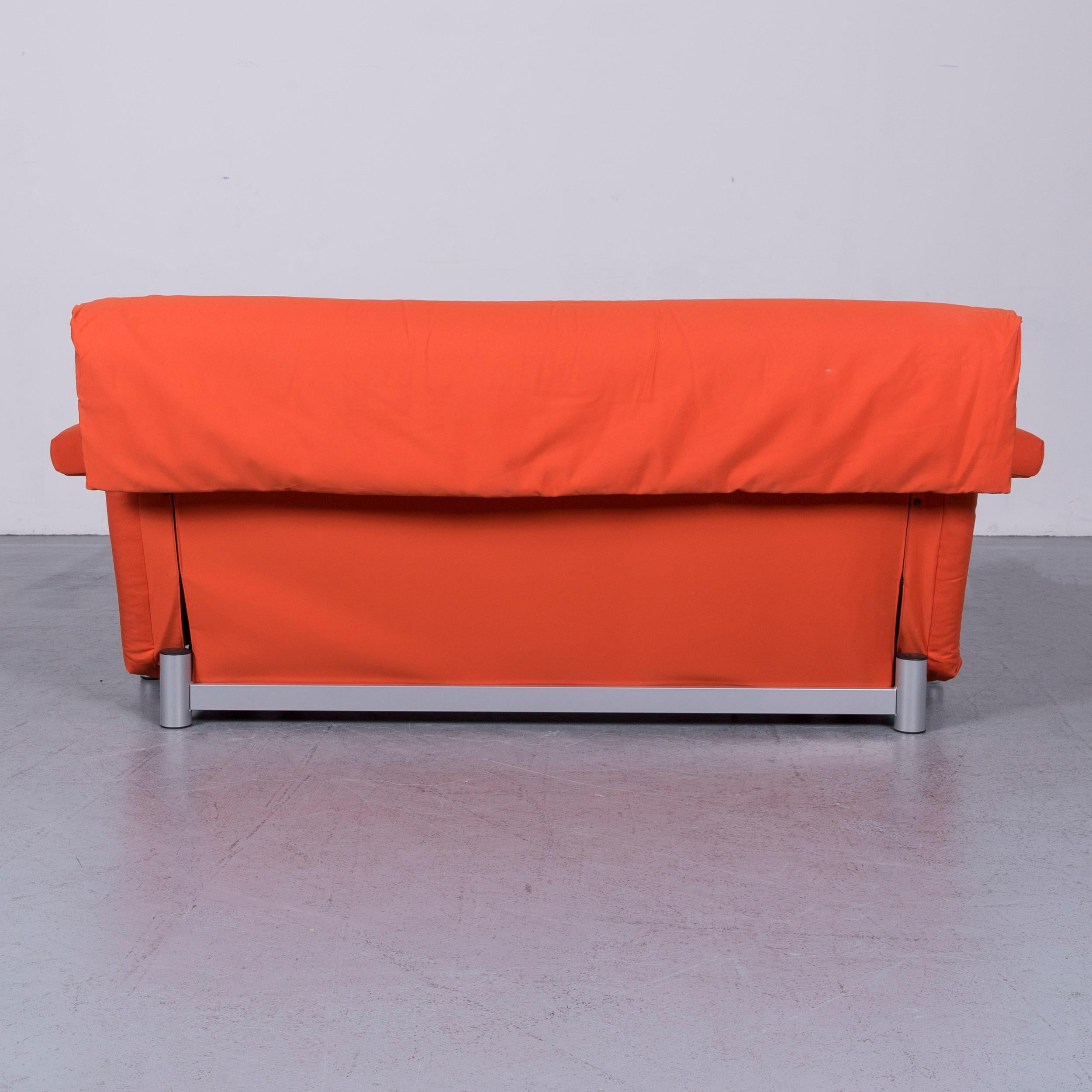 Ligne Roset Multy Fabric Sofa-Bed Orange Two-Seat Couch Sleep Function 6