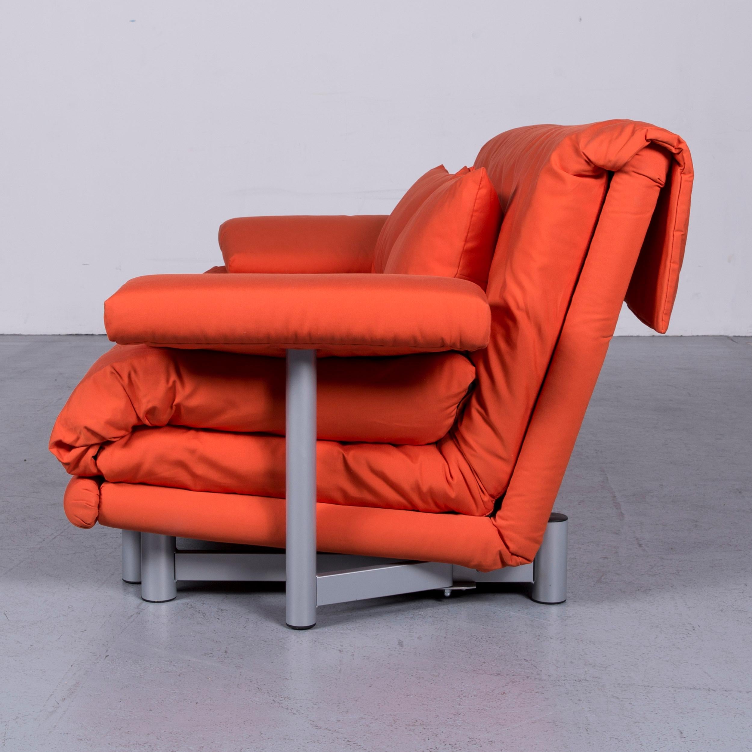Ligne Roset Multy Fabric Sofa-Bed Orange Two-Seat Couch Sleep Function 7