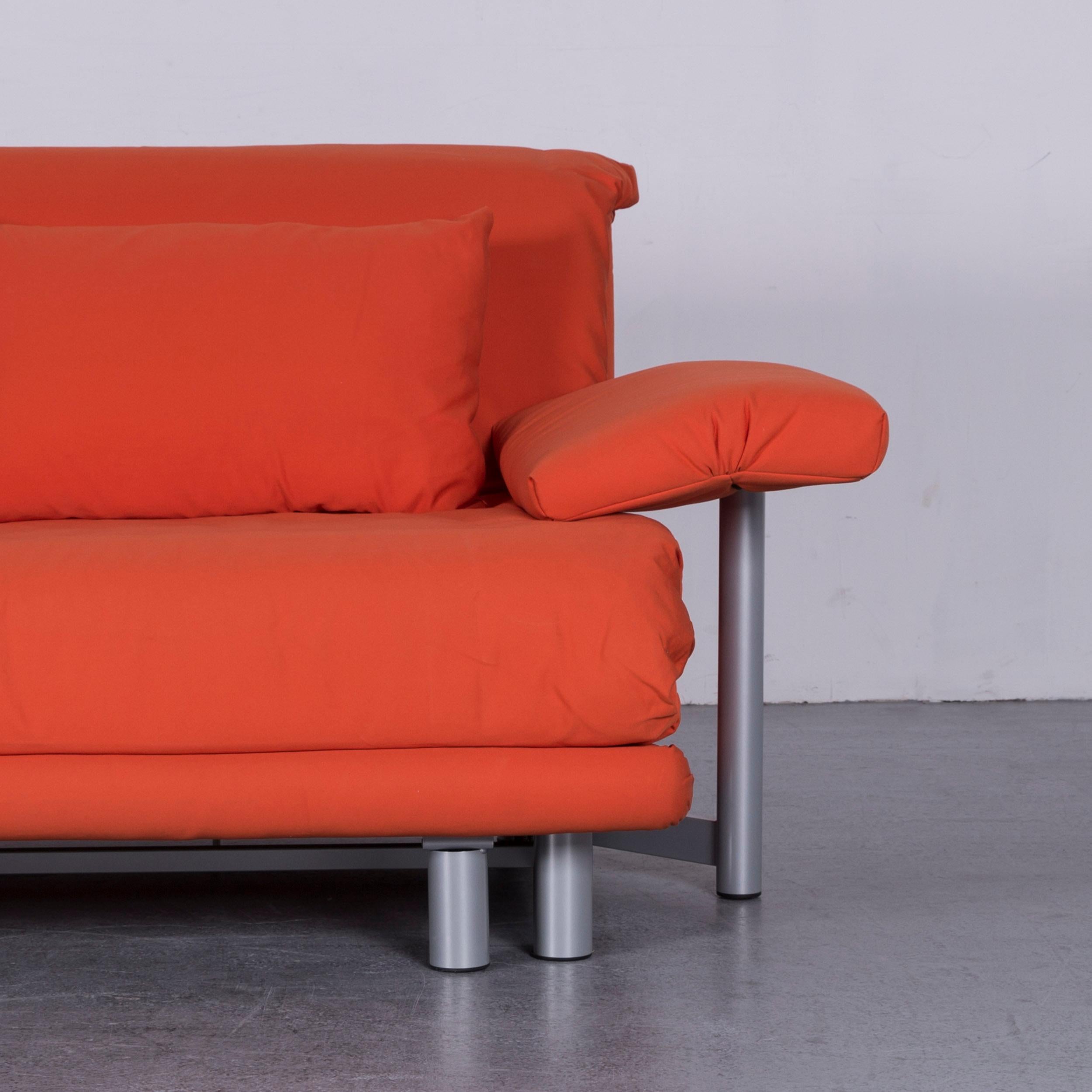 Ligne Roset Multy Fabric Sofa-Bed Orange Two-Seat Couch Sleep Function In Good Condition In Cologne, DE
