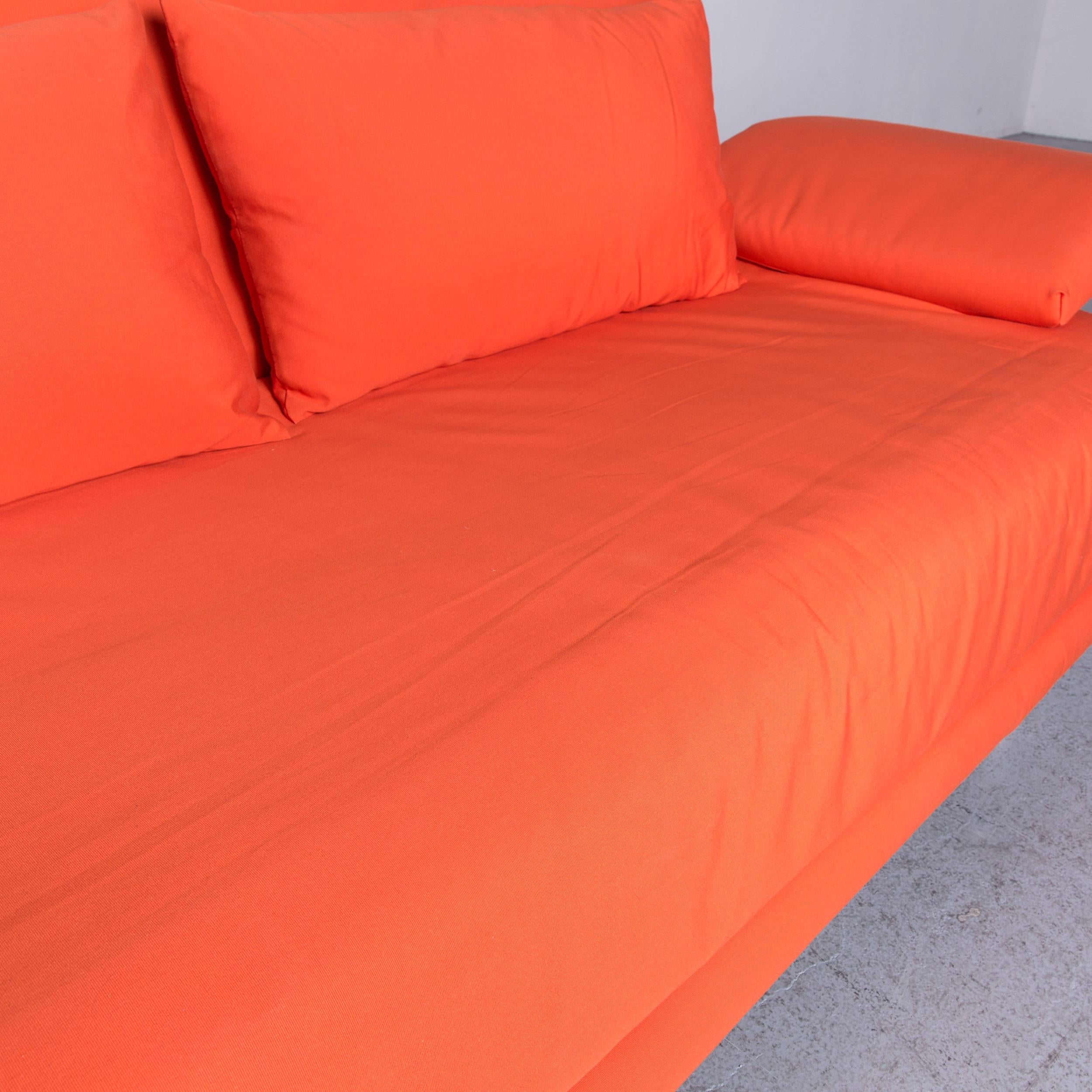 Contemporary Ligne Roset Multy Fabric Sofa-Bed Orange Two-Seat Couch Sleep Function