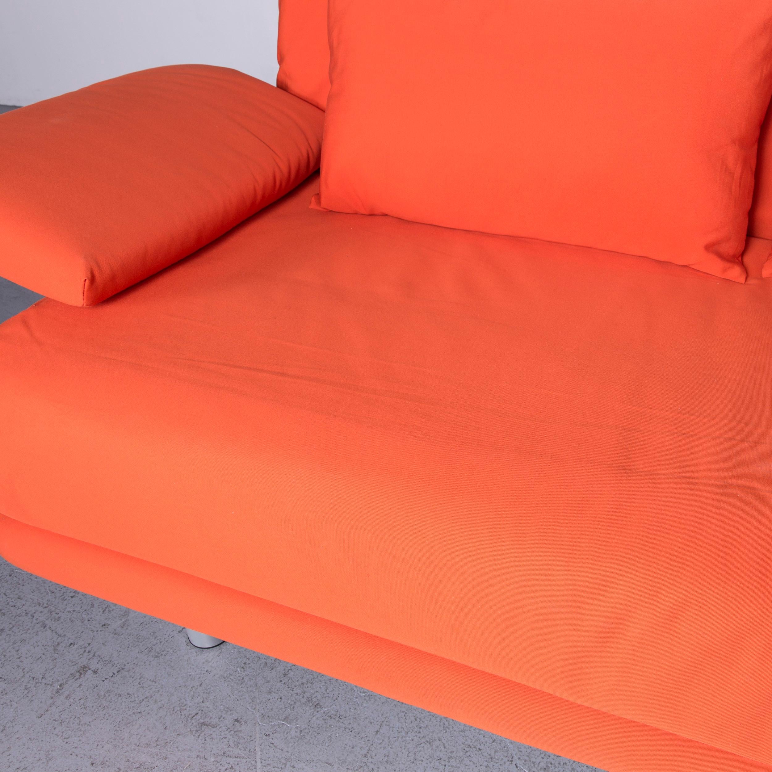 Ligne Roset Multy Fabric Sofa-Bed Orange Two-Seat Couch Sleep Function 1