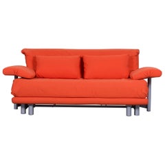 Ligne Roset Multy Fabric Sofa-Bed Orange Two-Seat Couch Sleep Function