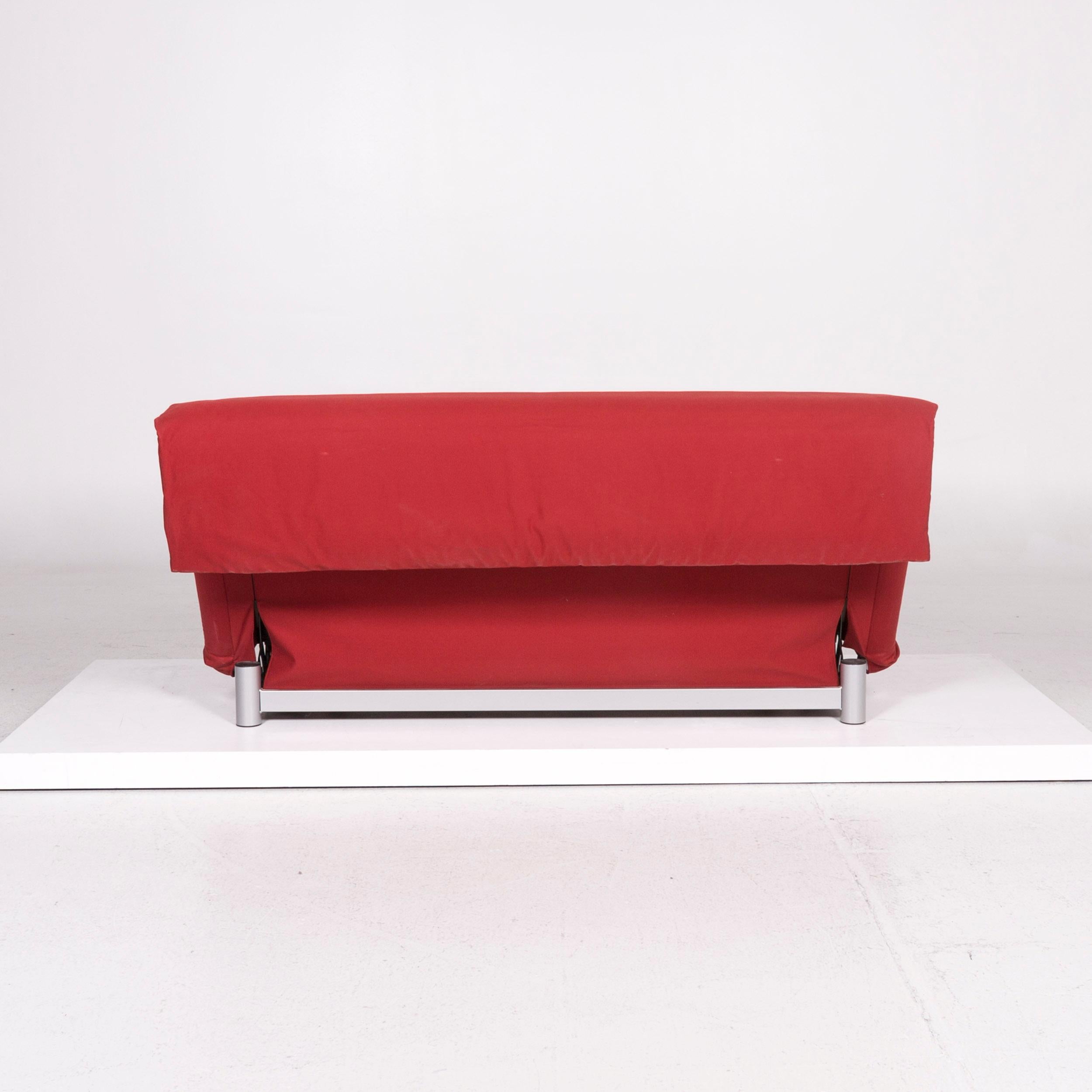 Ligne Roset Multy Fabric Sofa Bed Red Sofa Sleep Function Couch 3