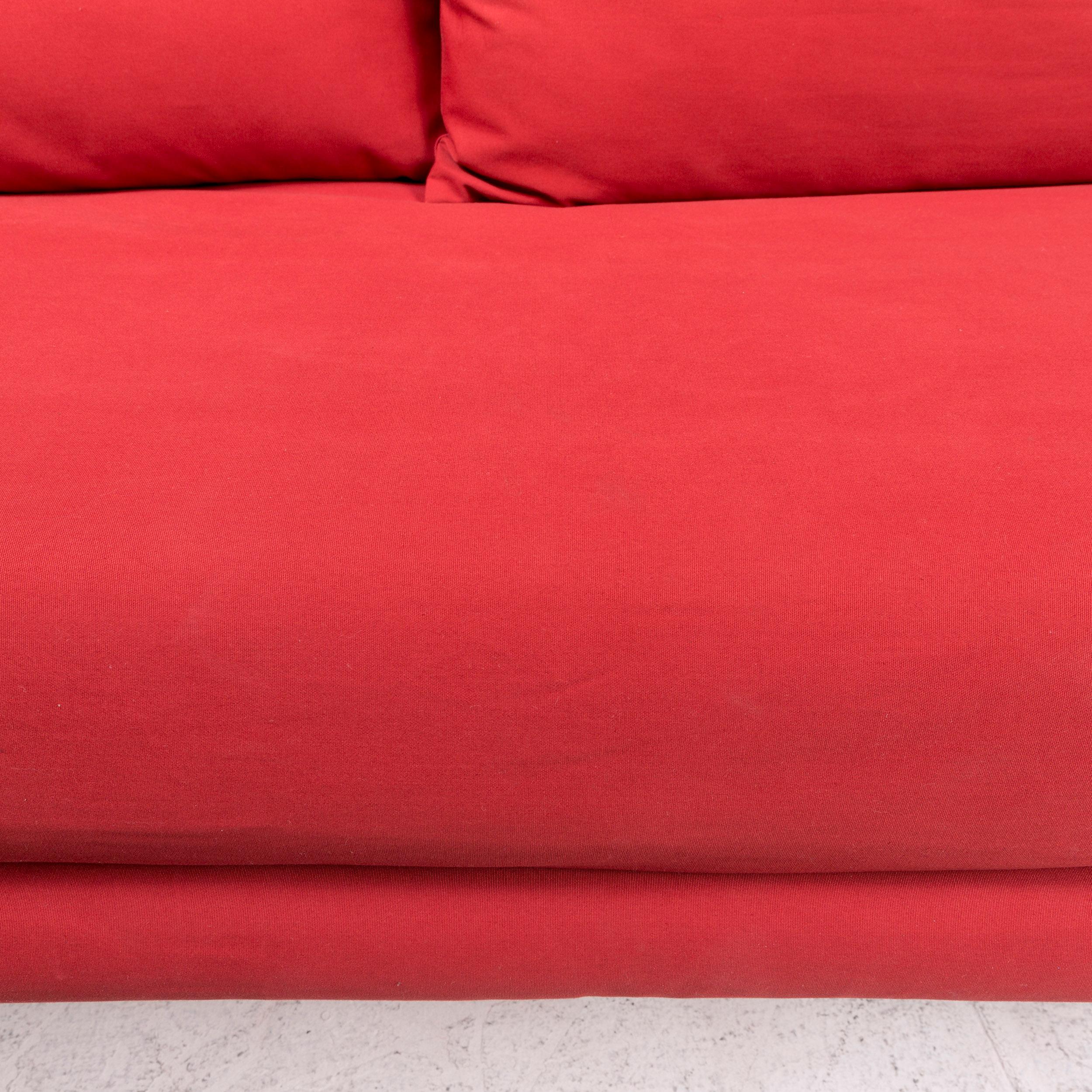 French Ligne Roset Multy Fabric Sofa Bed Red Sofa Sleep Function Couch