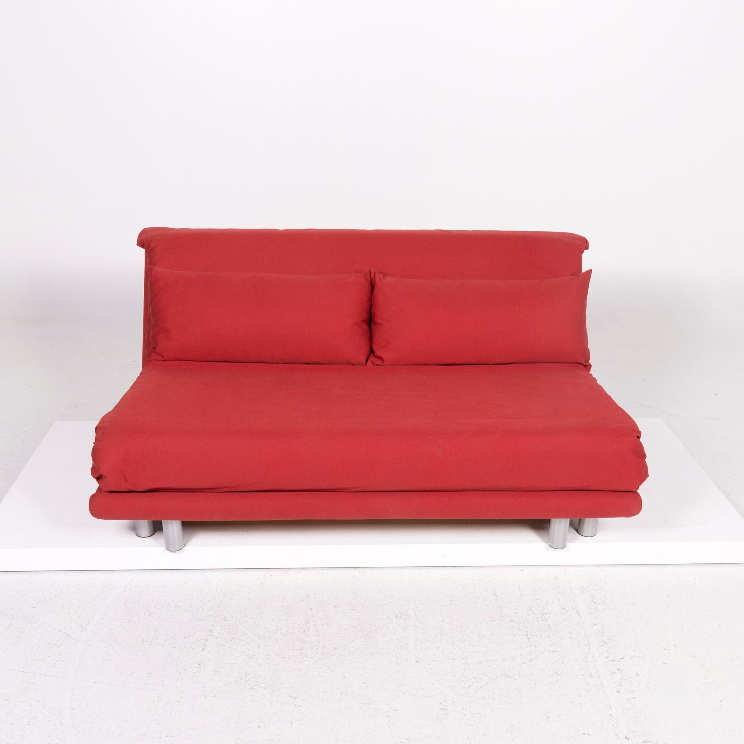 Ligne Roset Multy Fabric Sofa Bed Red Sofa Sleep Function Couch 1