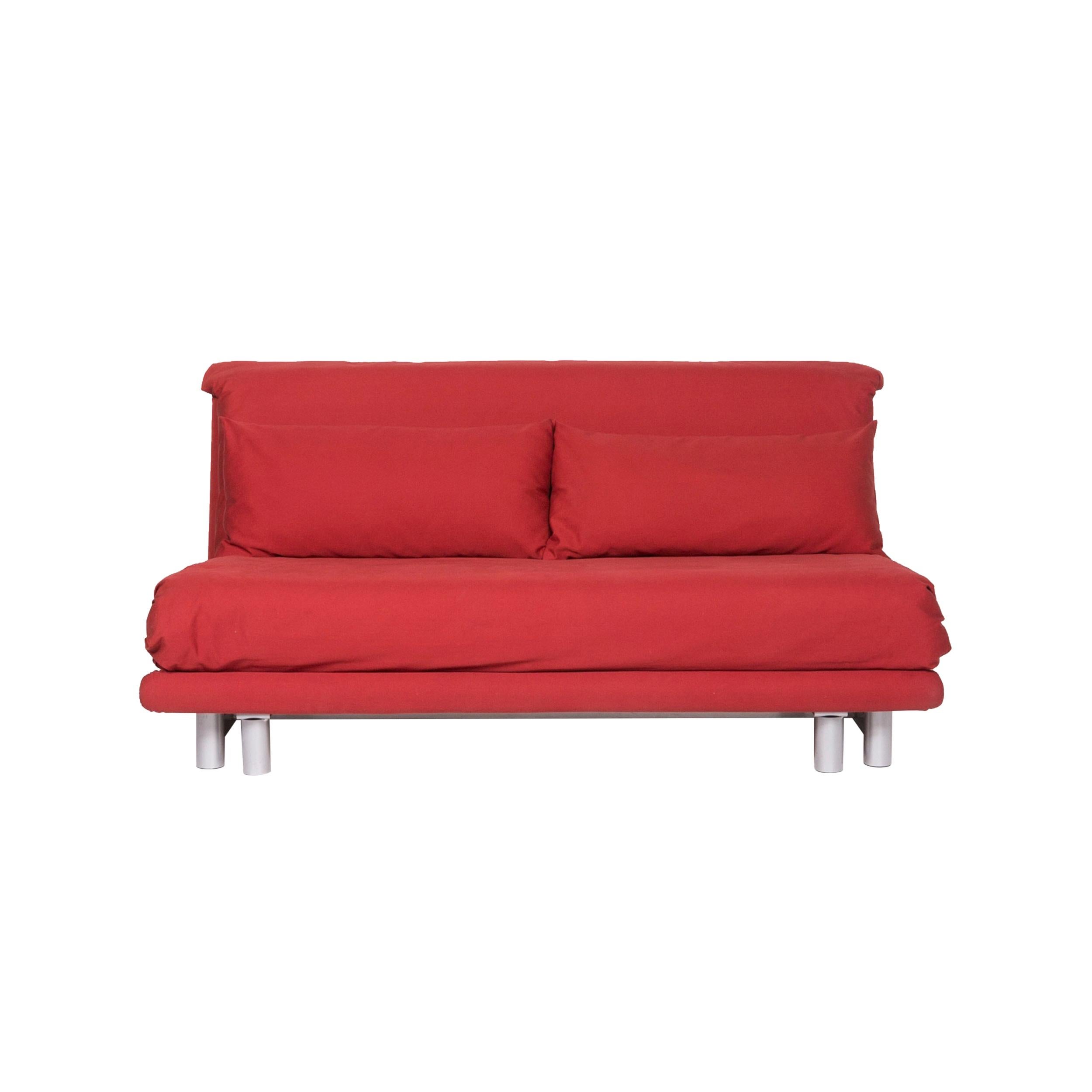 Ligne Roset Multy Fabric Sofa Bed Red Sofa Sleep Function Couch