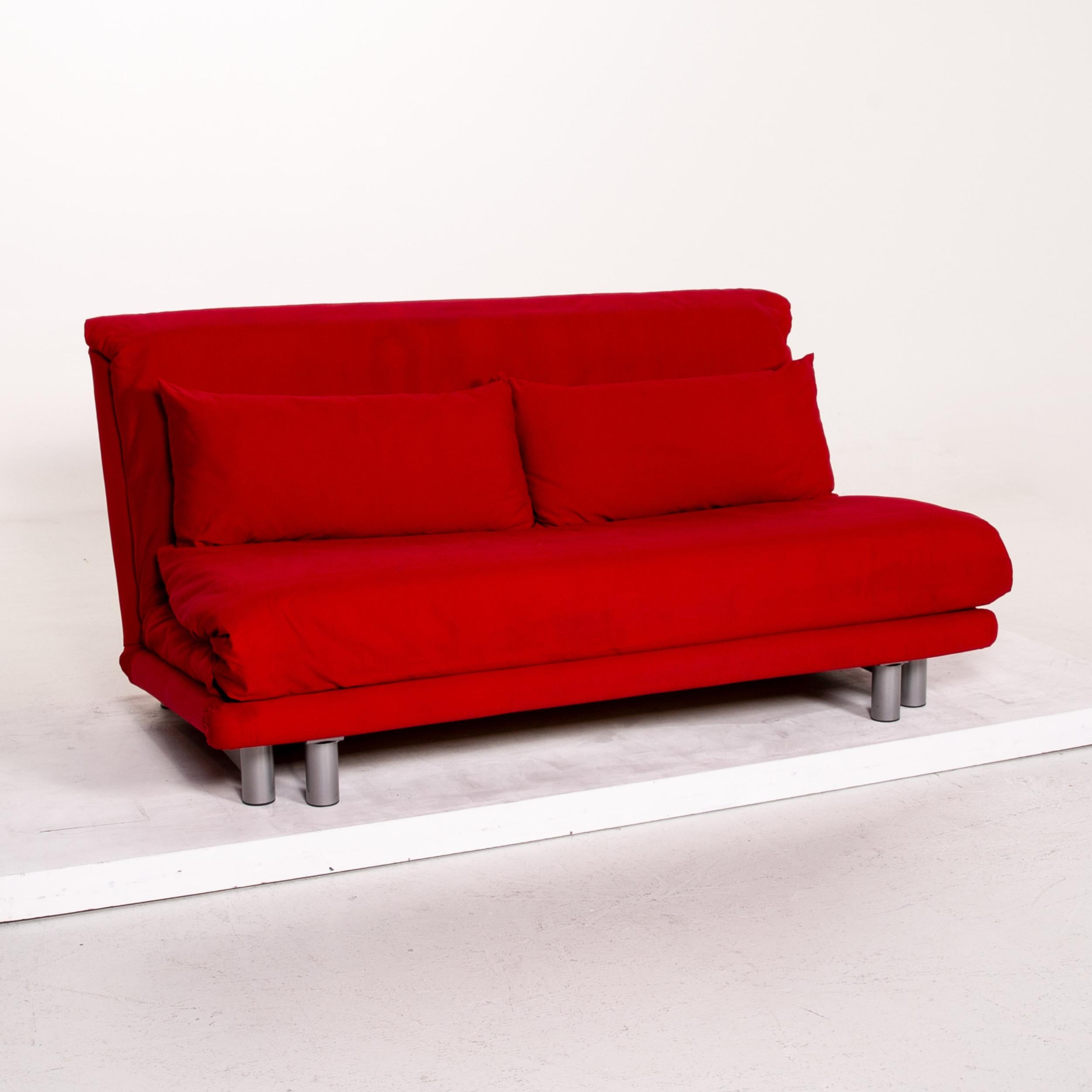 Ligne Roset Multy Fabric Sofa Bed Red Sofa Three-Seater Function Sleeping 3