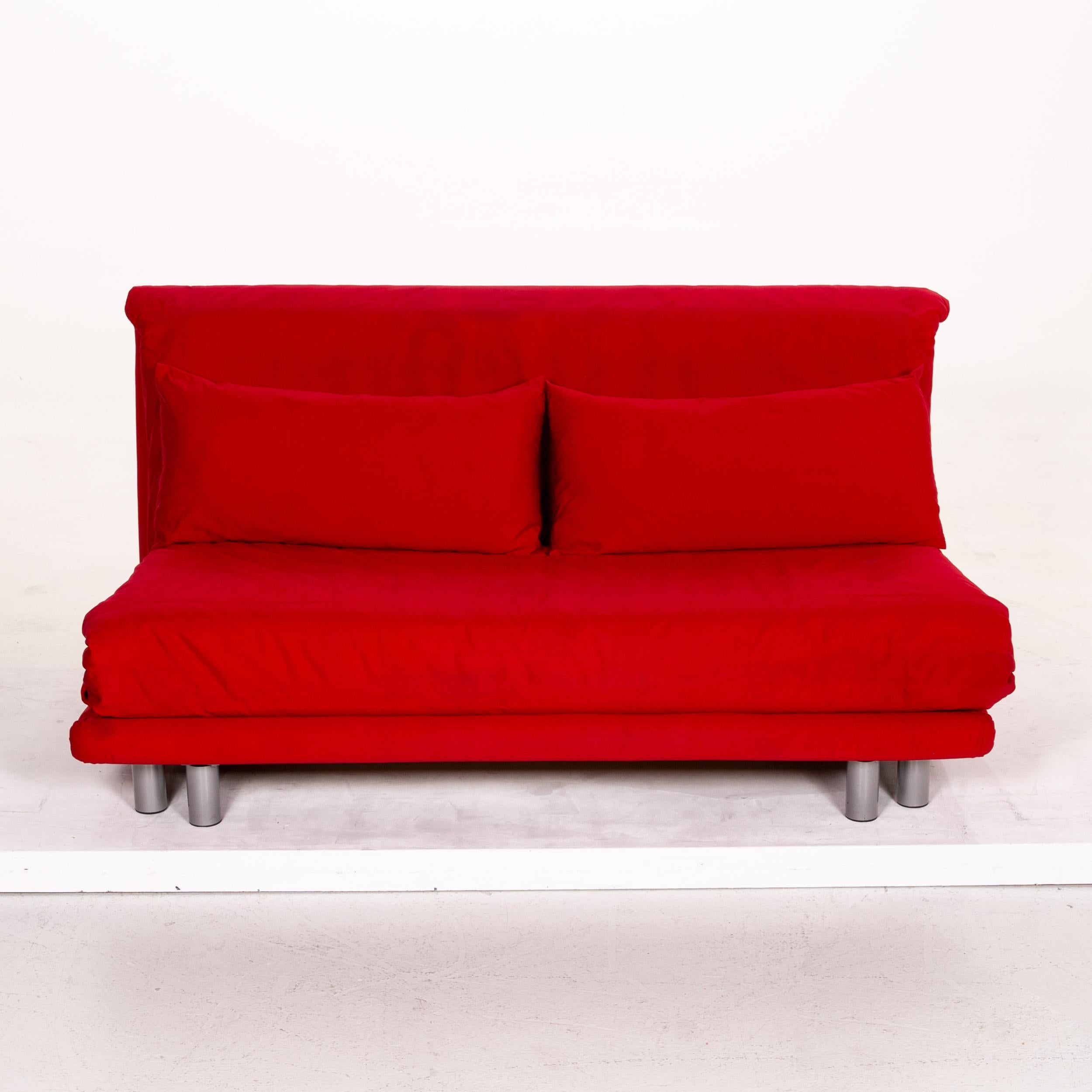 Ligne Roset Multy Fabric Sofa Bed Red Sofa Three-Seater Function Sleeping 4