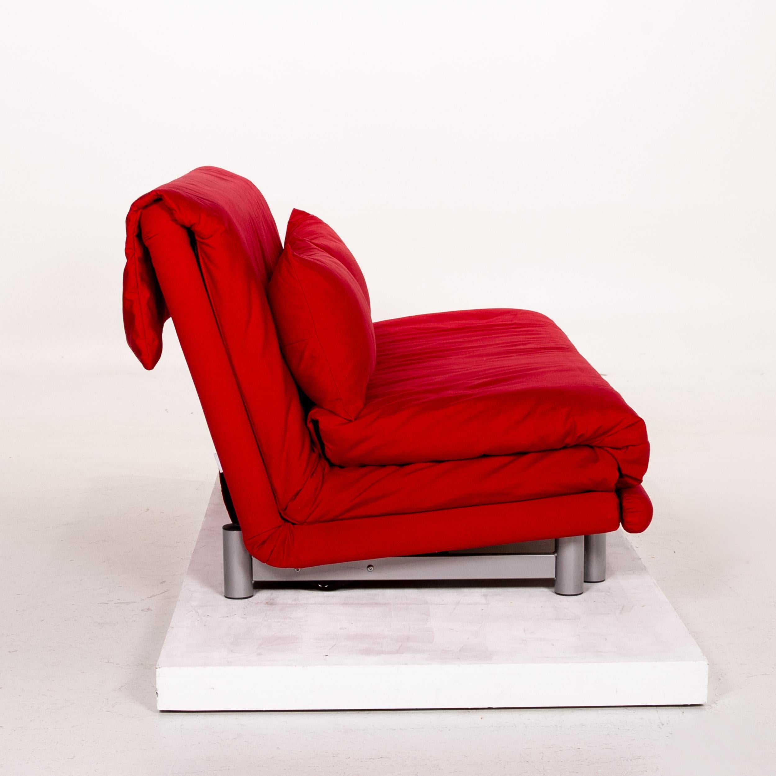 Ligne Roset Multy Fabric Sofa Bed Red Sofa Three-Seater Function Sleeping 5