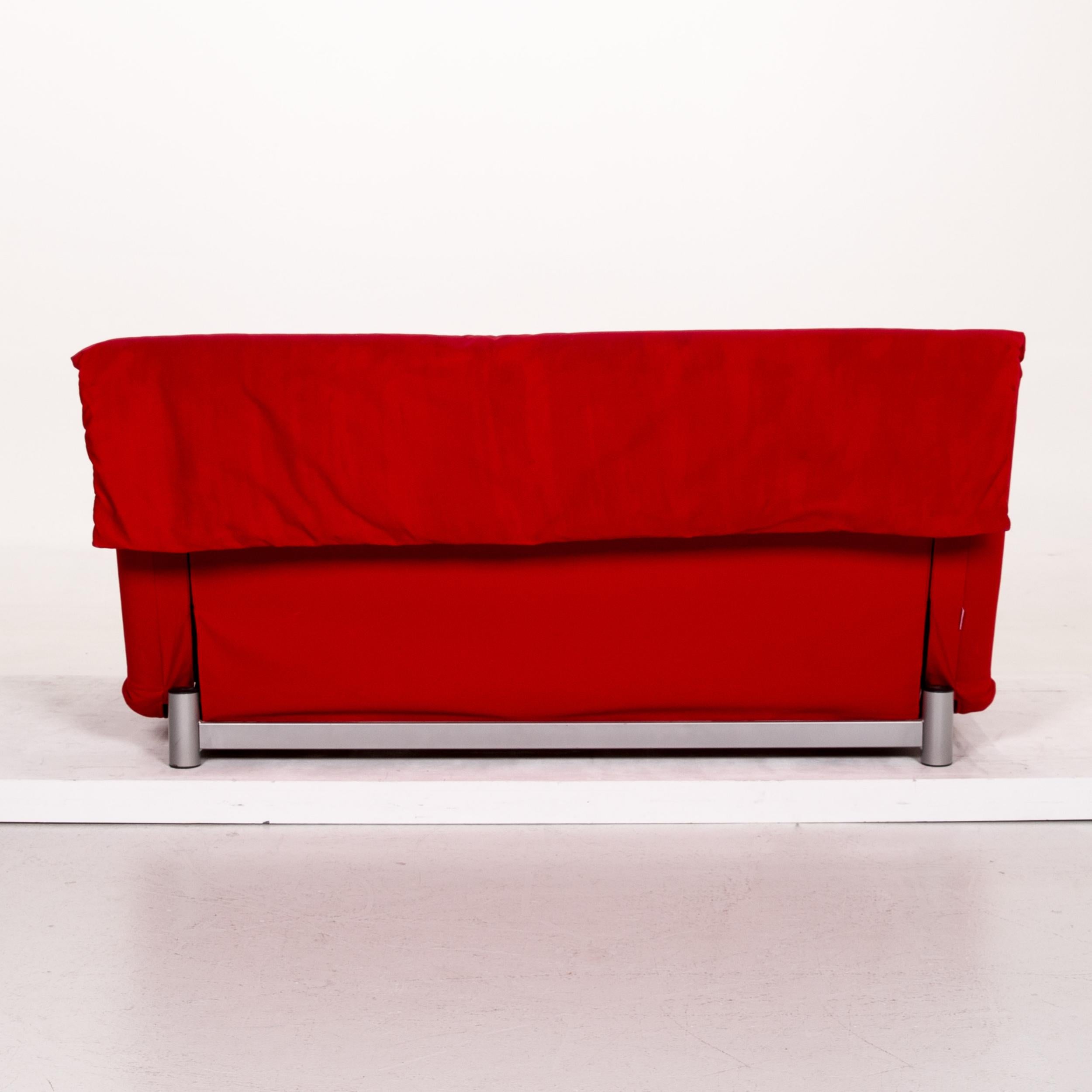 Ligne Roset Multy Fabric Sofa Bed Red Sofa Three-Seater Function Sleeping 6