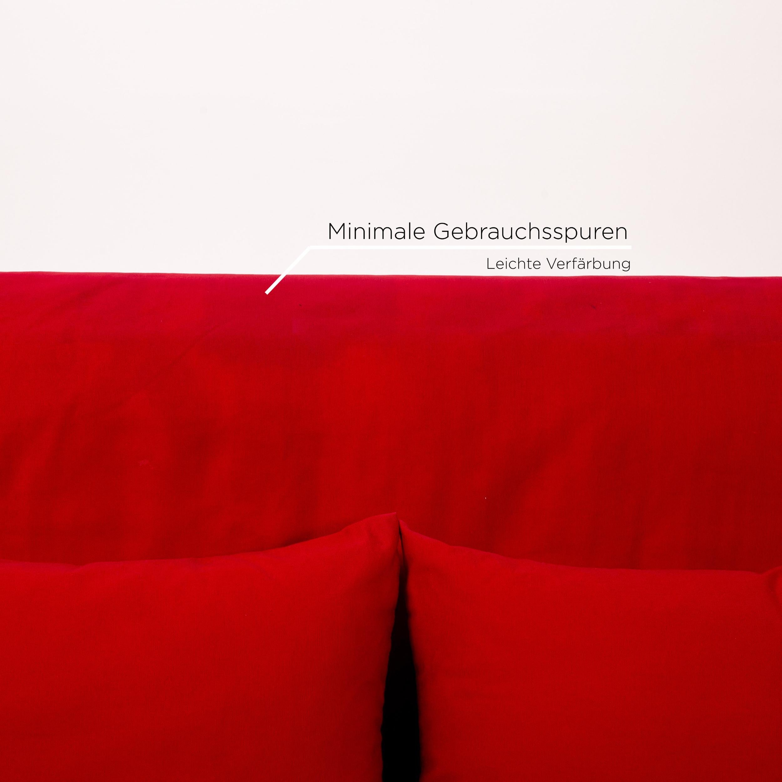 Ligne Roset Multy Fabric Sofa Bed Red Sofa Three-Seater Function Sleeping In Good Condition In Cologne, DE