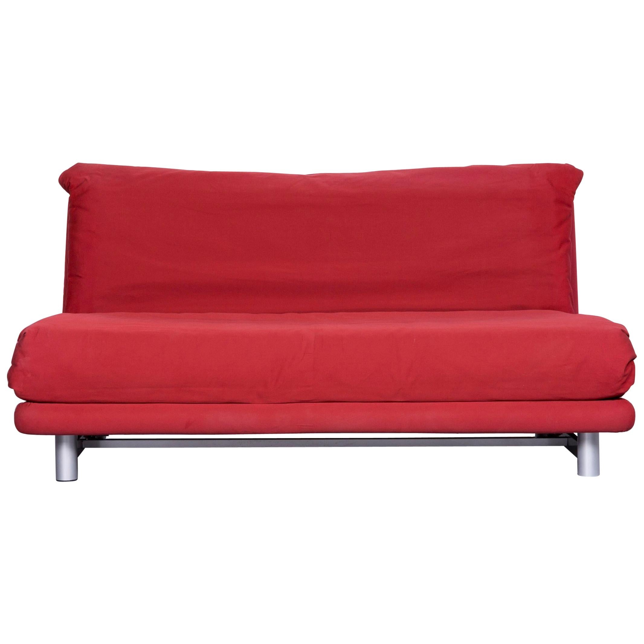 Ligne Roset Multy Fabric SofaBed Red TwoSeat Couch Sleep Function at