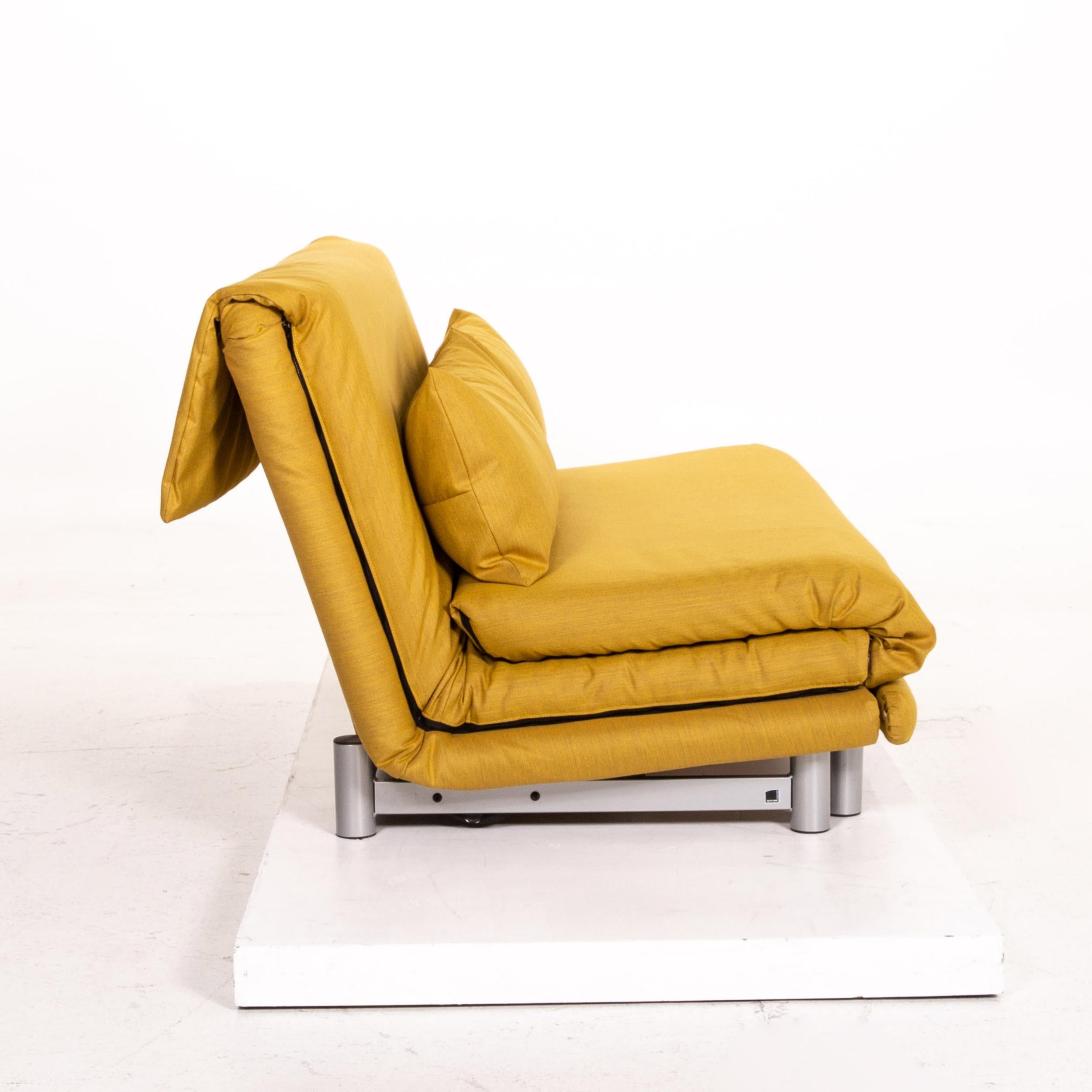 Ligne Roset Multy Fabric Sofa Bed Yellow Two-Seat Sofa Sleep Function Couch 1