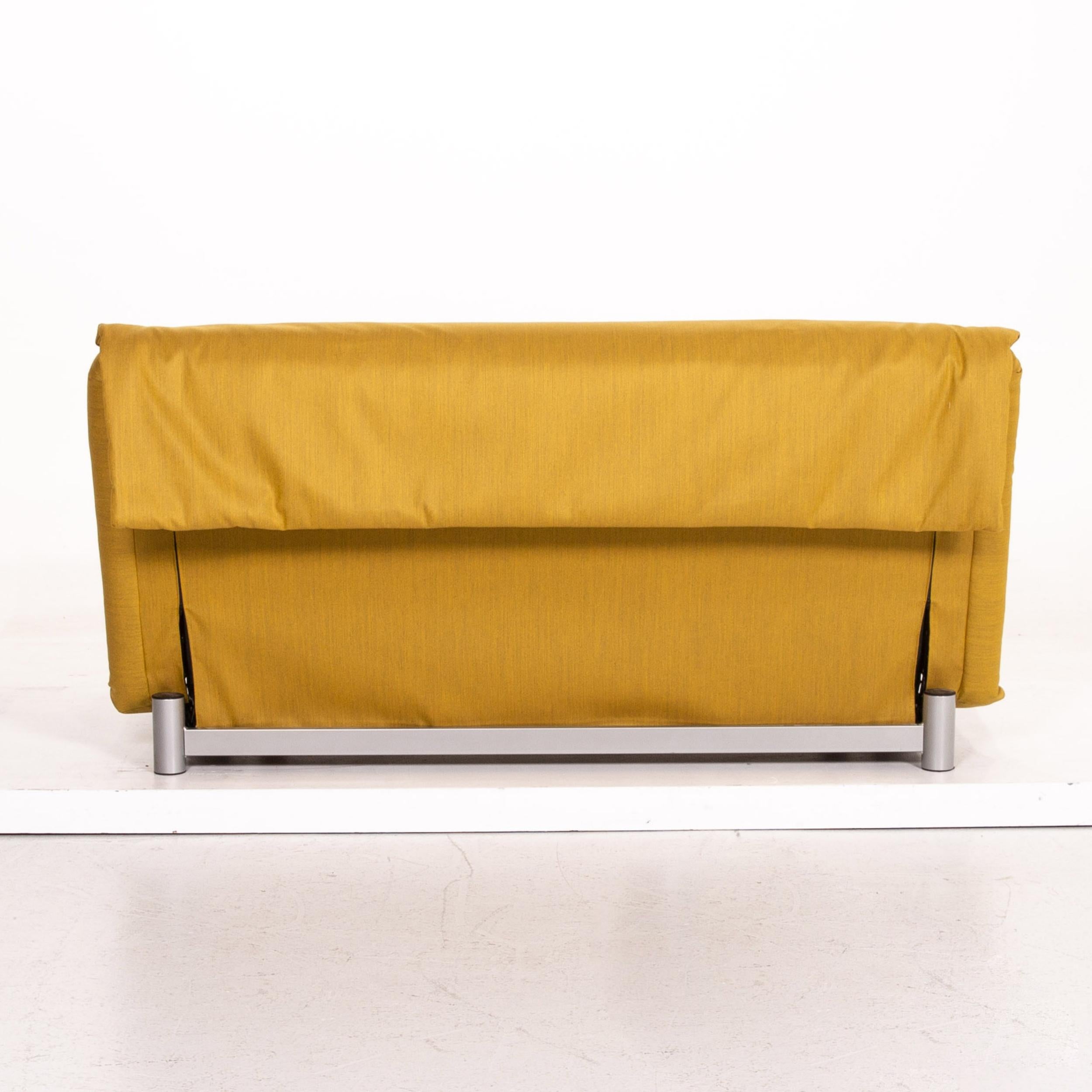 Ligne Roset Multy Fabric Sofa Bed Yellow Two-Seat Sofa Sleep Function Couch 2