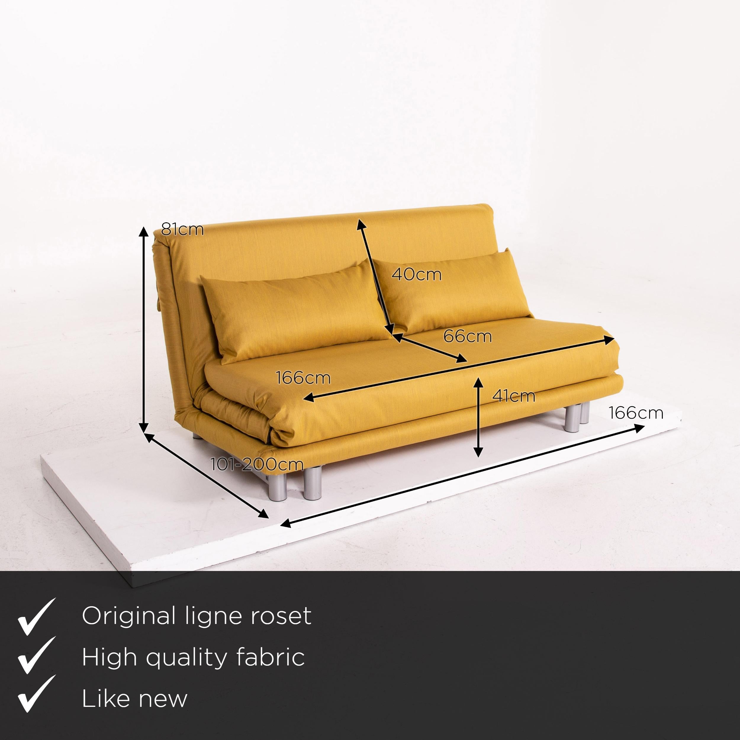We present to you a Ligne Roset Multy fabric sofa bed yellow two-seat sofa sleep function couch.


 Product measurements in centimeters:
 

Depth 101
Width 166
Height 81
Seat height 41
Rest height
Seat depth 66
Seat width 166
Back