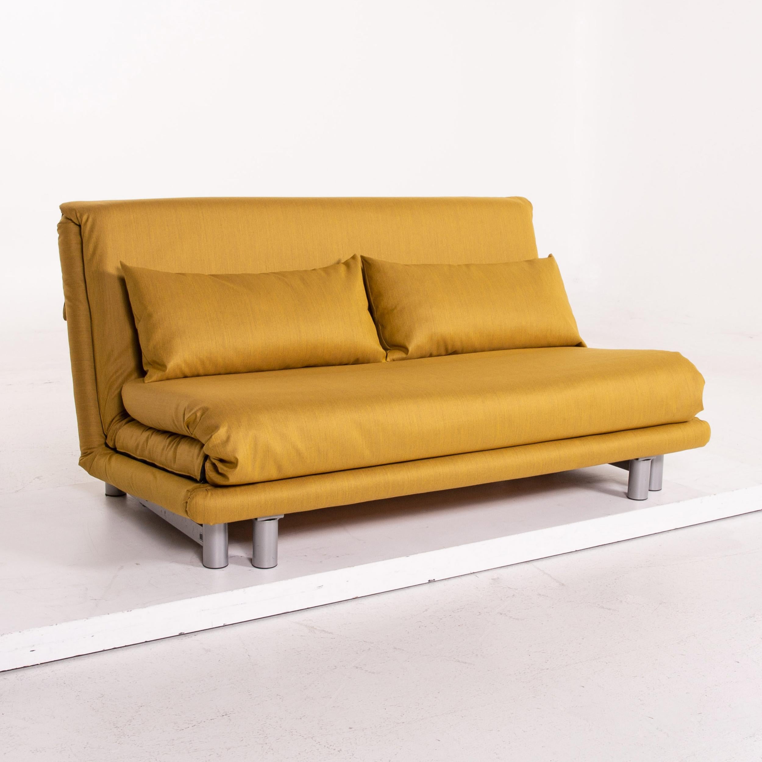 Ligne Roset Multy Fabric Sofa Bed Yellow Two-Seat Sofa Sleep Function Couch In Excellent Condition In Cologne, DE