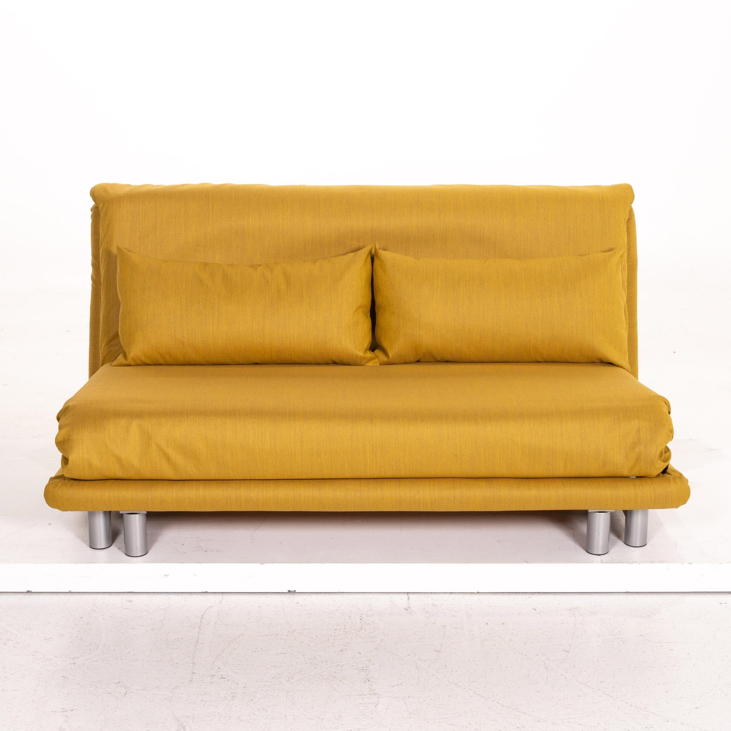 Contemporary Ligne Roset Multy Fabric Sofa Bed Yellow Two-Seat Sofa Sleep Function Couch