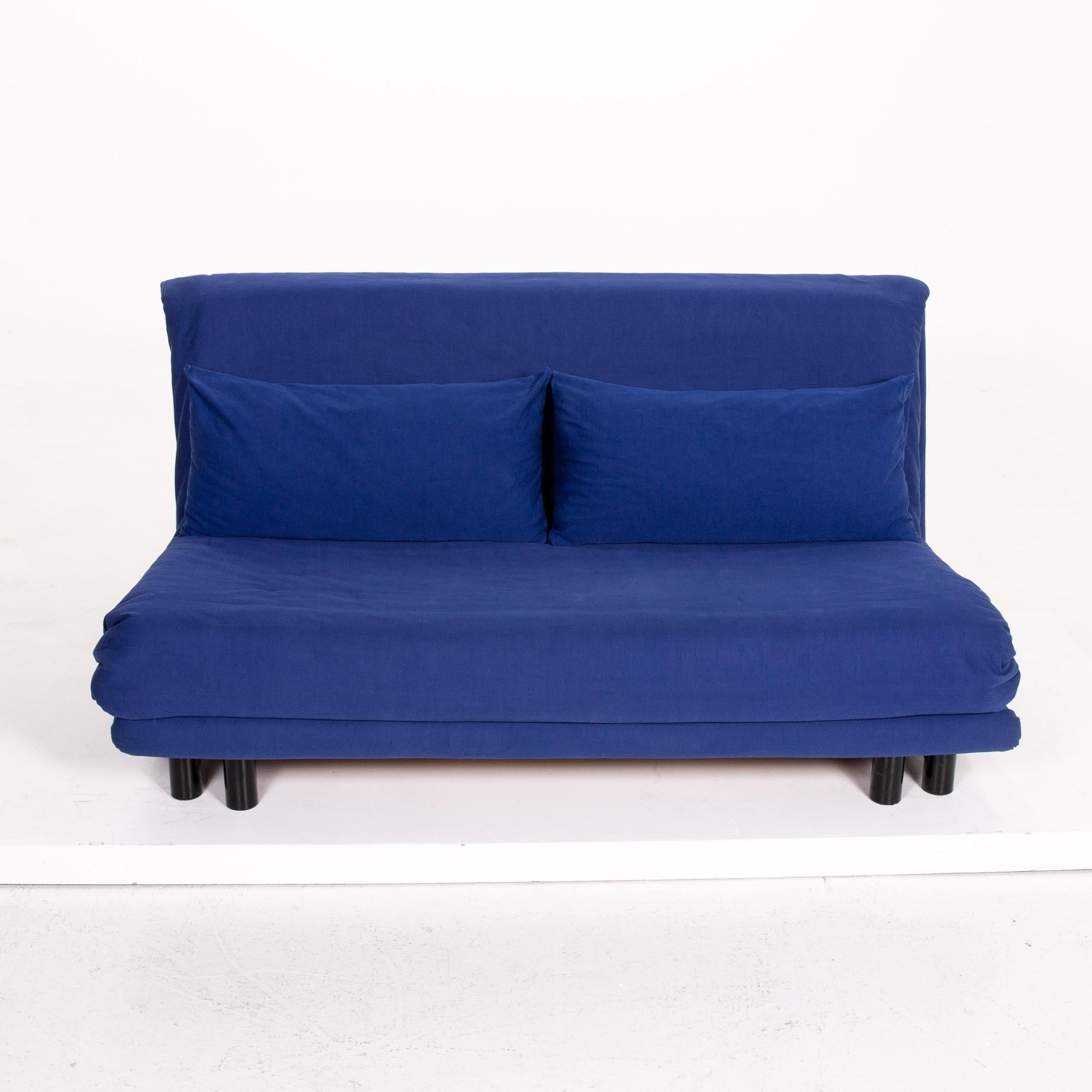 Ligne Roset Multy Fabric Sofa Blue Sleep Function Sofa Bed Couch 3