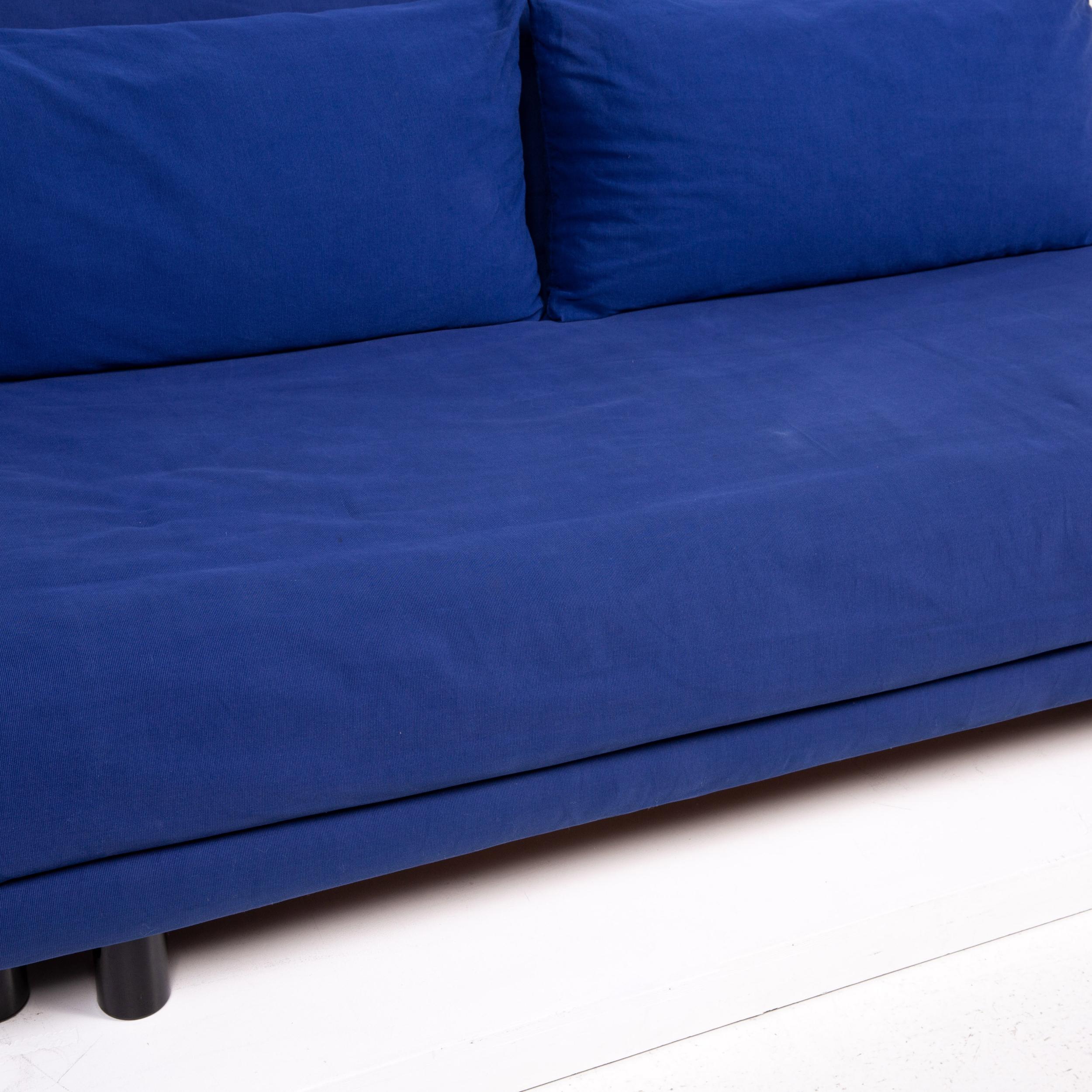Modern Ligne Roset Multy Fabric Sofa Blue Sleep Function Sofa Bed Couch