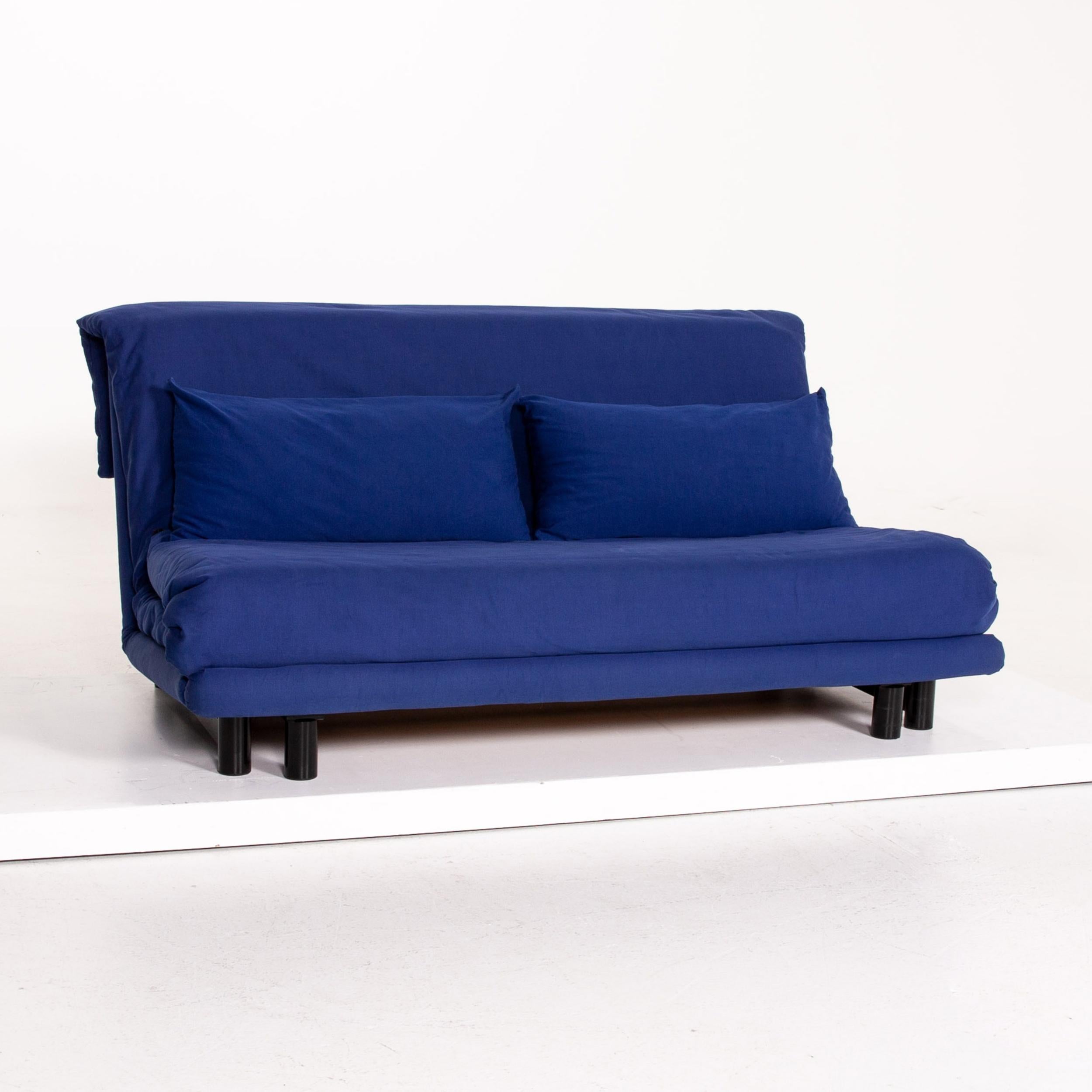 Ligne Roset Multy Fabric Sofa Blue Sleep Function Sofa Bed Couch 2