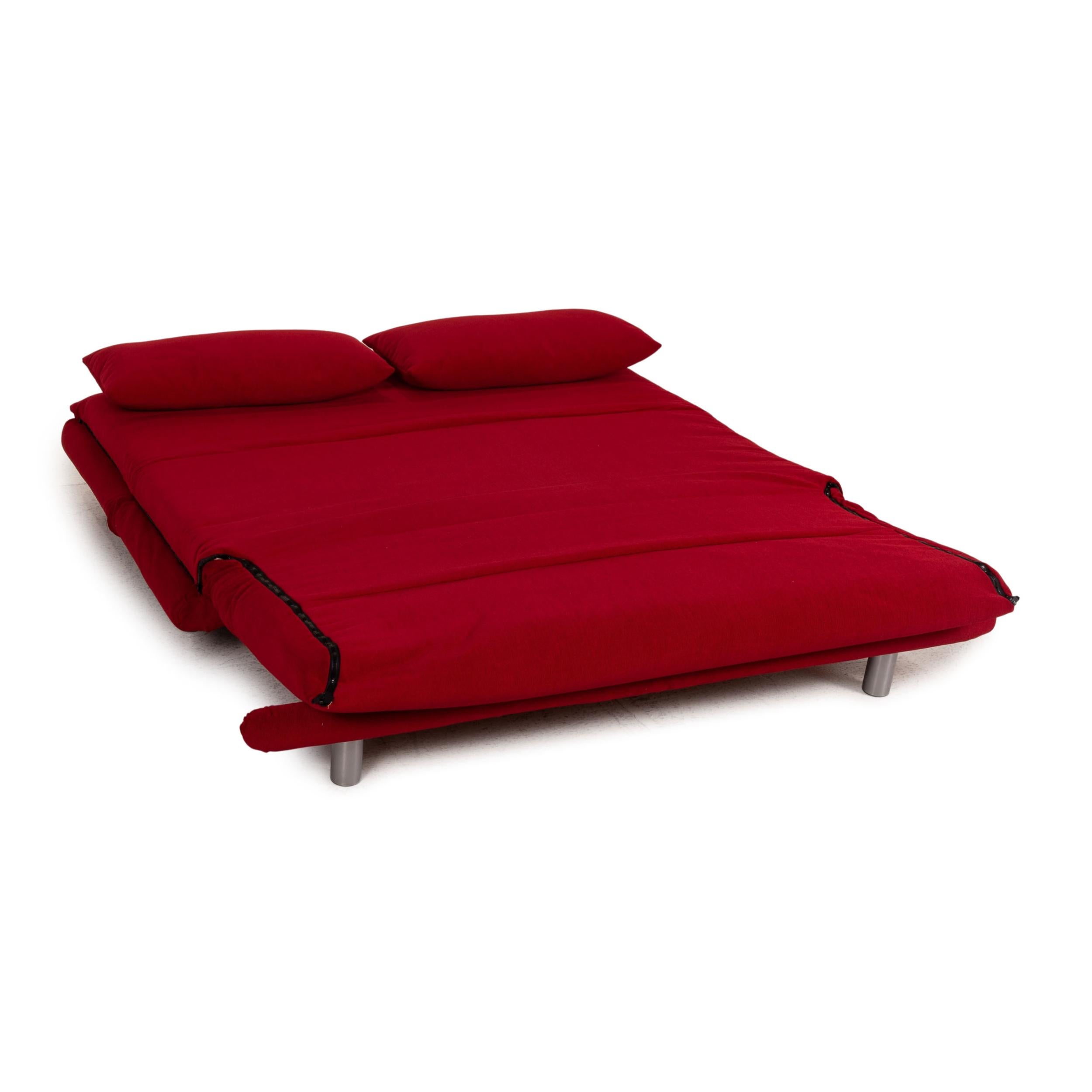 French Ligne Roset Multy Fabric Sofa Bordeaux Two-Seater Couch Function Sleeping