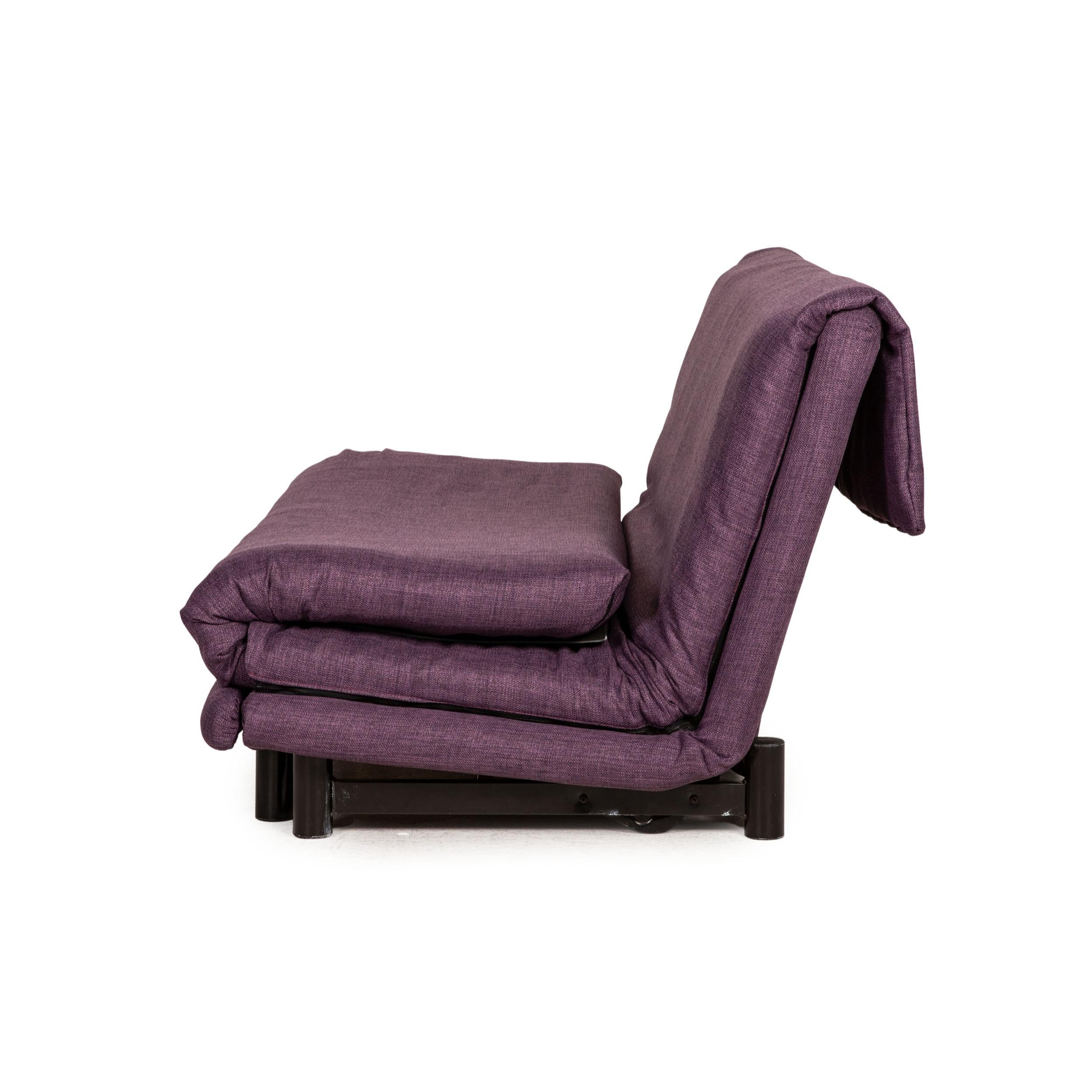 Ligne Roset Multy Fabric Sofa Purple Three-Seater Couch Function Sleeping For Sale 3
