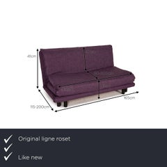 Ligne Roset Multy Fabric Sofa Purple Three-Seater Couch Function Sleeping