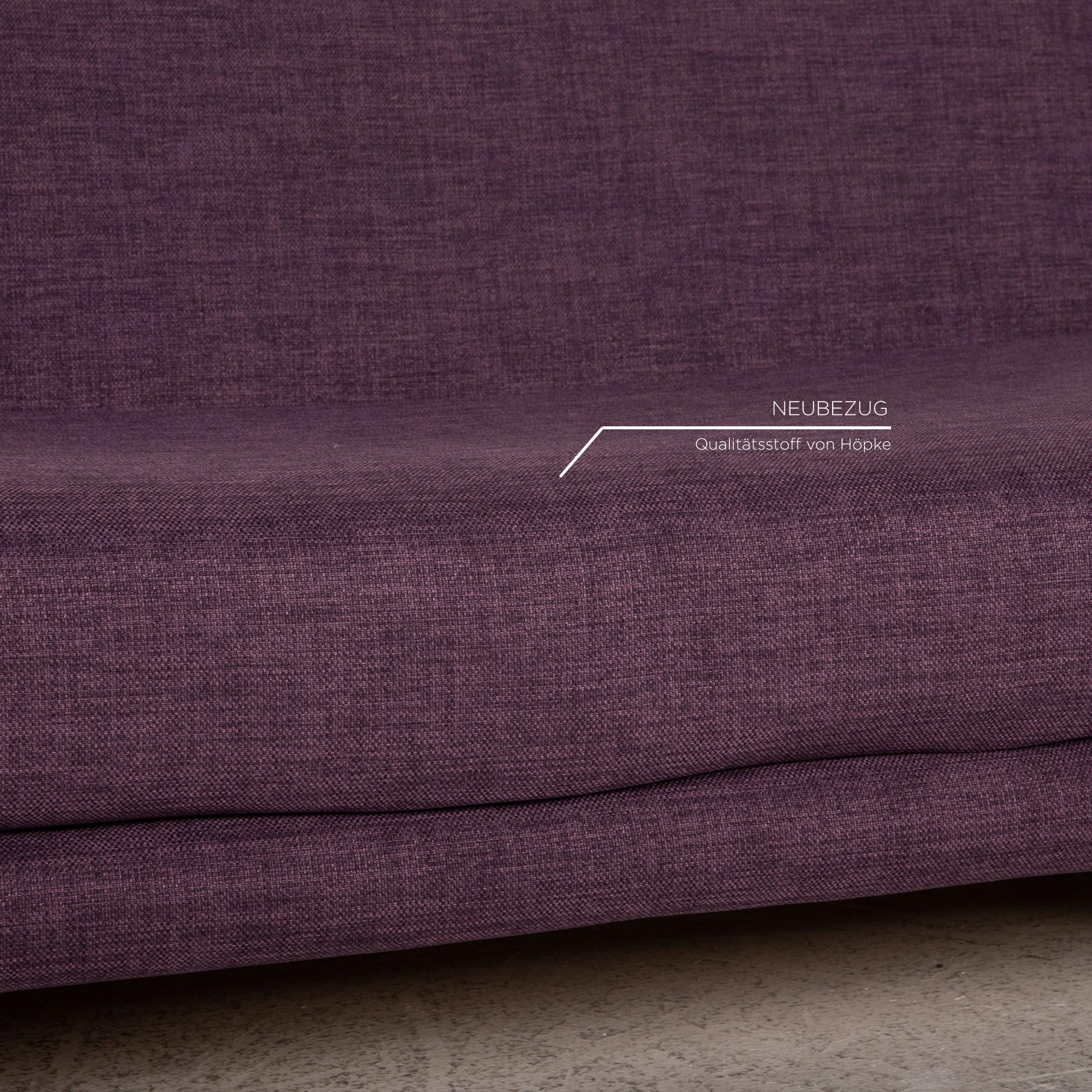 Modern Ligne Roset Multy Fabric Sofa Purple Three-Seater Couch Function Sleeping For Sale